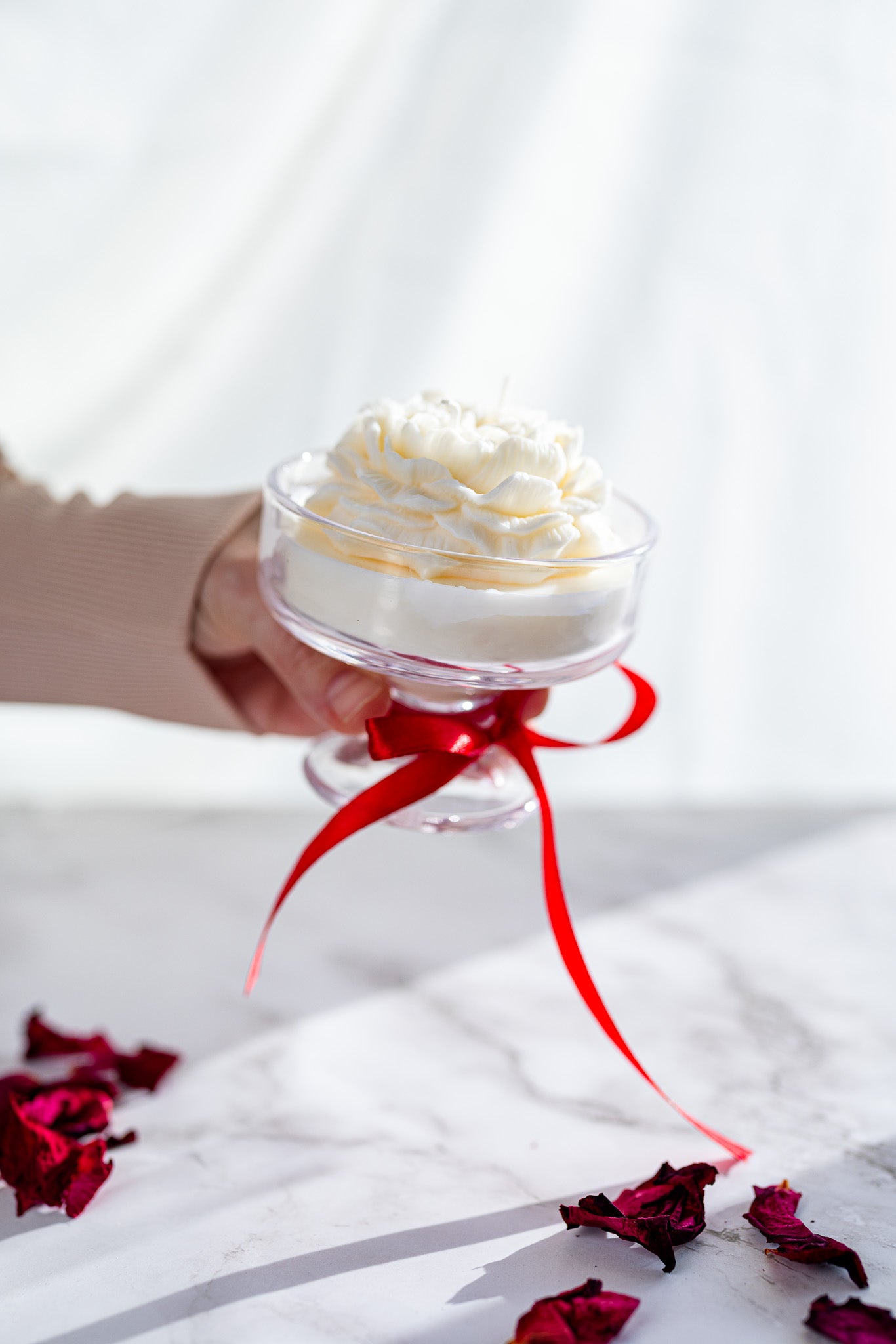 Handmade Flower Candle in Cocktail Drink Glass – Floral Soy Candle Home Décor Gift - MY Sunshine Candless