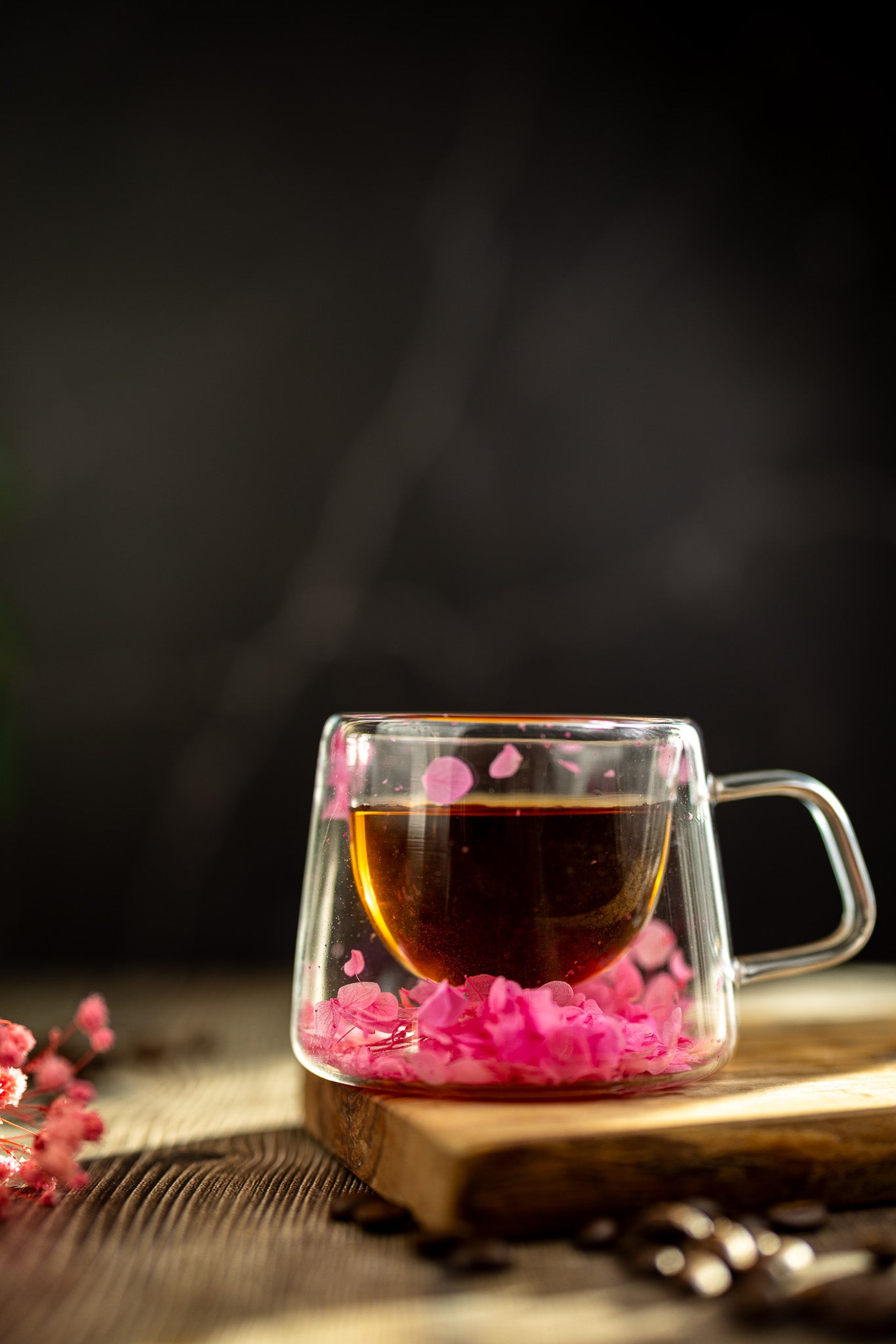 Double Glass Handcrafted Flower Glass Cup Mugs with Dried Flowers - Unique Floral Tea & Coffee Mug - MY Sunshine Candless