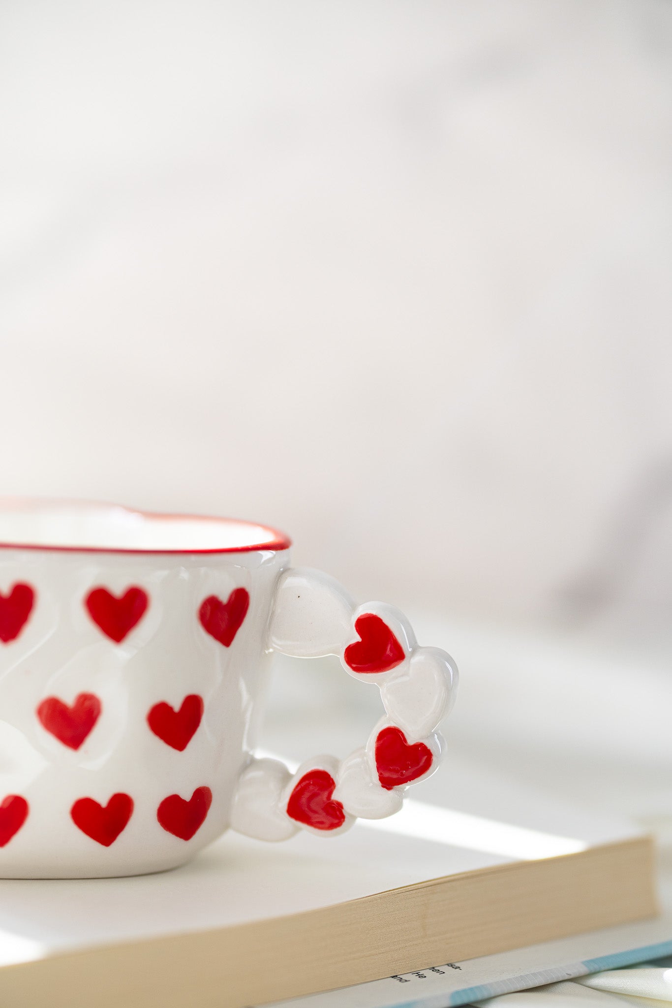 Cute Heart-Shaped Ceramic Mug with Red Heart Design – Romantic Love Gift Cup - MY Sunshine Candless