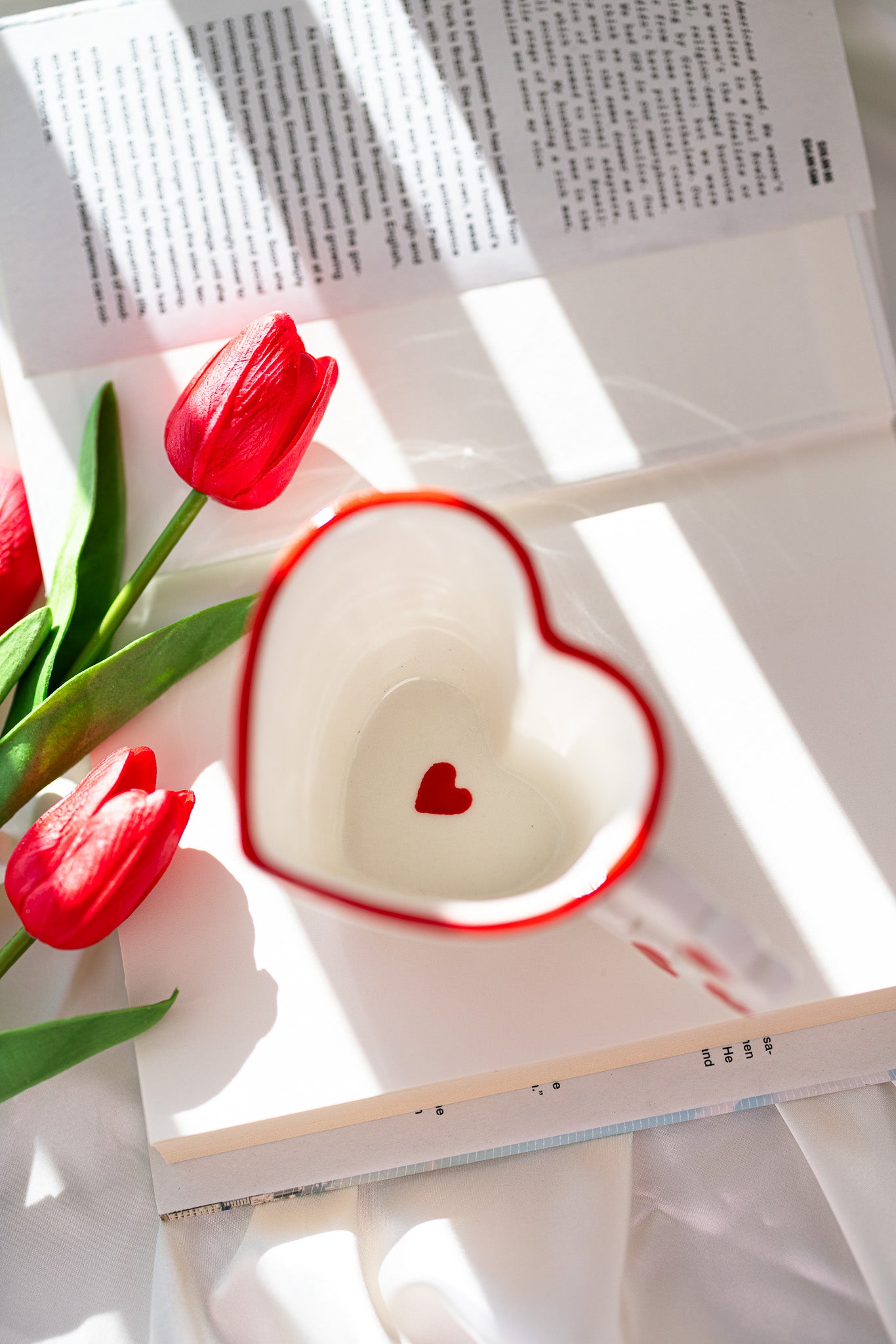 Cute Heart-Shaped Ceramic Mug with Red Heart Design – Romantic Love Gift Cup - MY Sunshine Candless