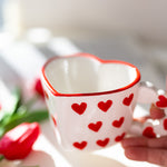 Cute Heart-Shaped Ceramic Mug with Red Heart Design – Romantic Love Gift Cup - MY Sunshine Candless