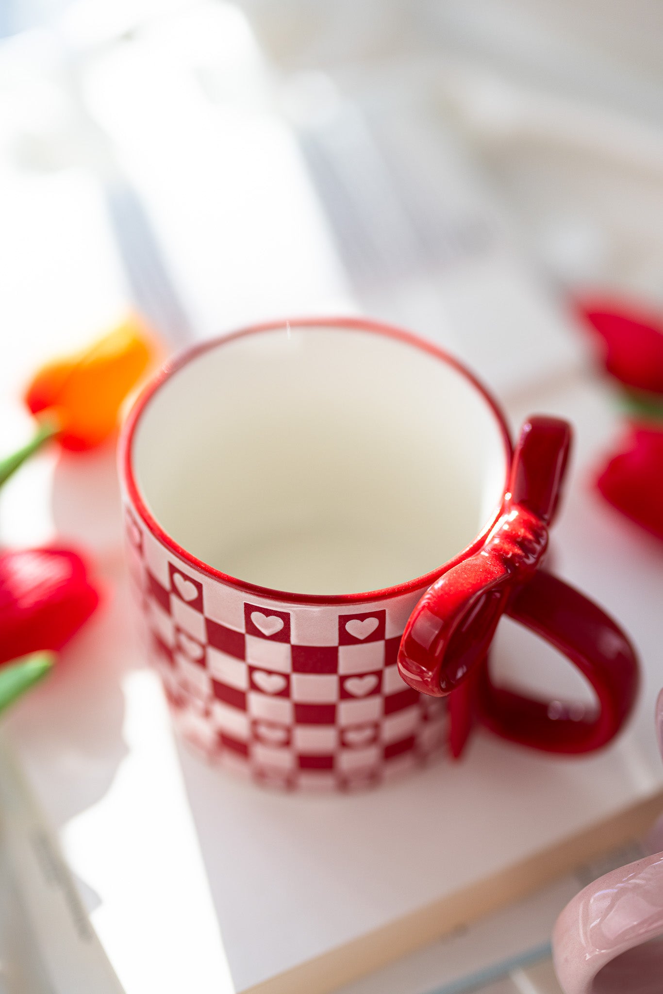 Bowknot Heart Ceramic Mug with Dots Pattern – Romantic Coffee & Tea Cup for Gifts - MY Sunshine Candless
