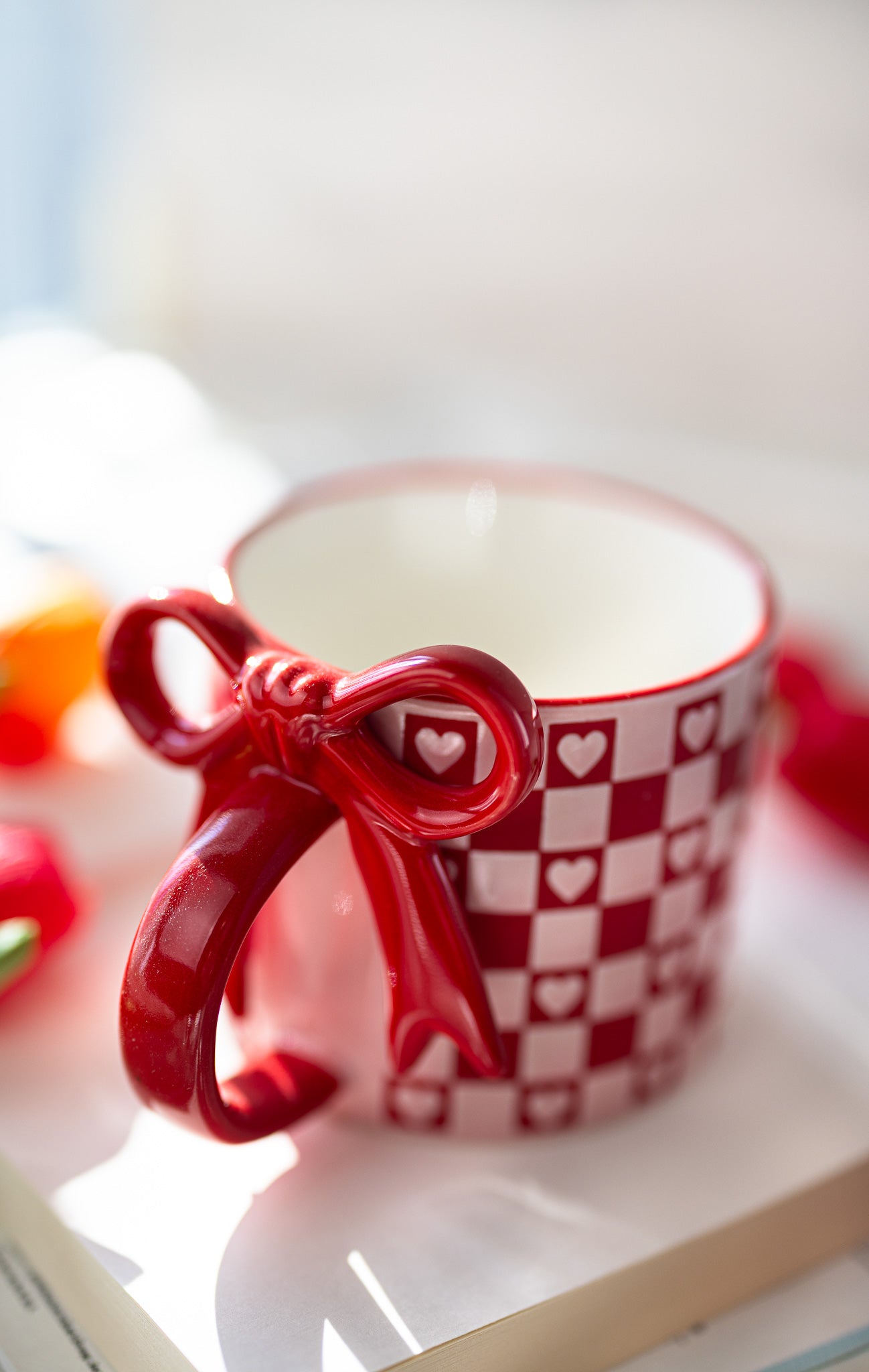 Bowknot Heart Ceramic Mug with Dots Pattern – Romantic Coffee & Tea Cup for Gifts - MY Sunshine Candless