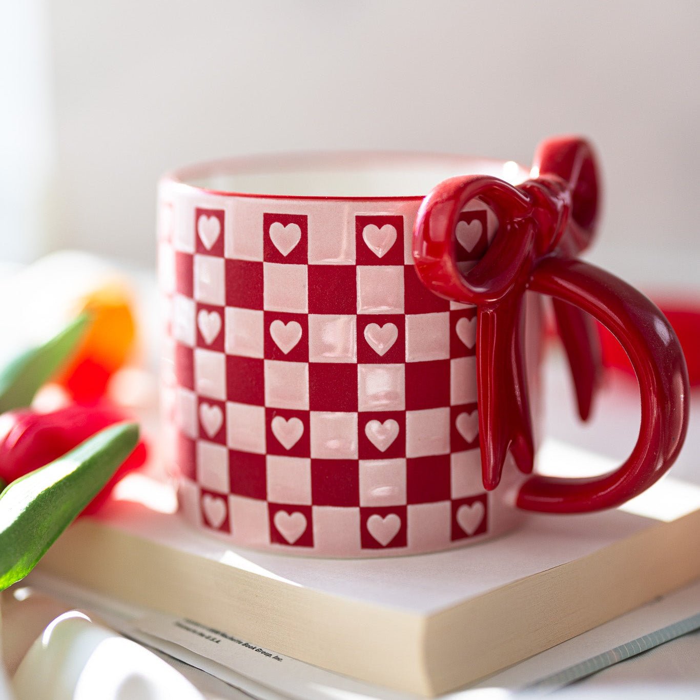 Bowknot Heart Ceramic Mug with Dots Pattern – Romantic Coffee & Tea Cup for Gifts - MY Sunshine Candless