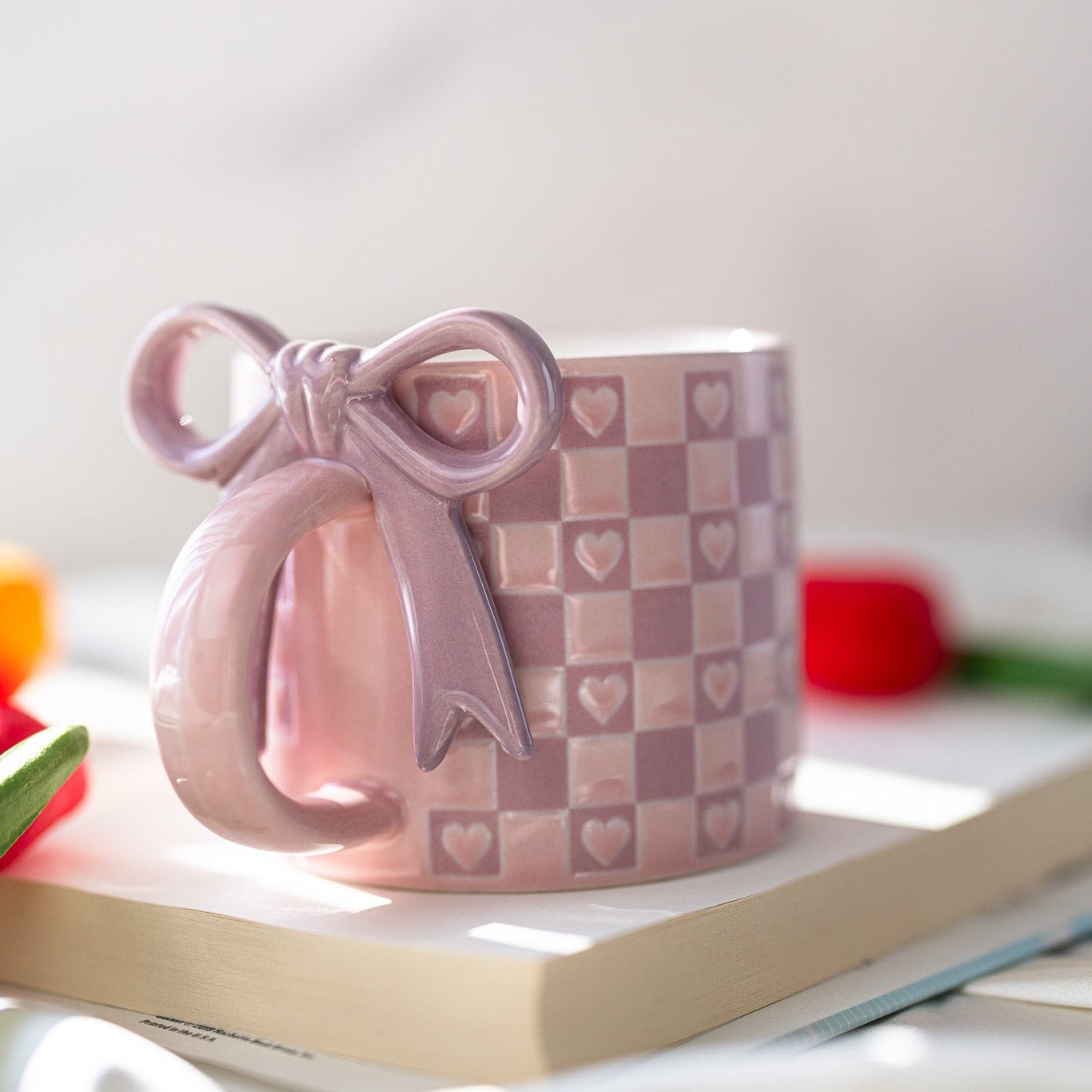 Bowknot Heart Ceramic Mug with Dots Pattern – Romantic Coffee & Tea Cup for Gifts - MY Sunshine Candless
