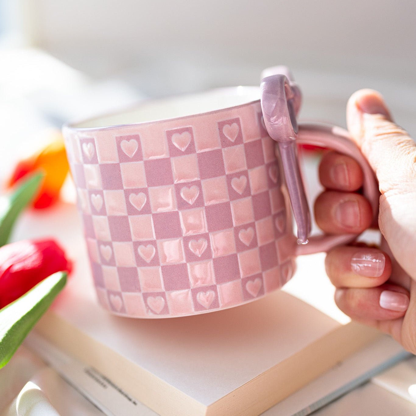 Bowknot Heart Ceramic Mug with Dots Pattern – Romantic Coffee & Tea Cup for Gifts - MY Sunshine Candless