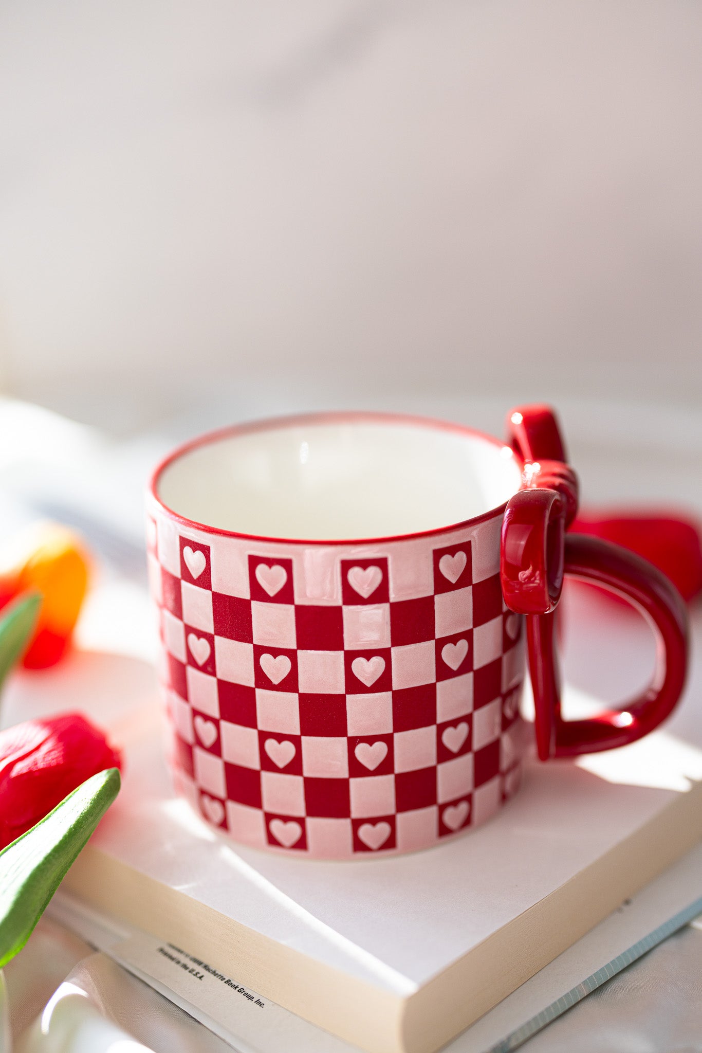 Bowknot Heart Ceramic Mug with Dots Pattern – Romantic Coffee & Tea Cup for Gifts - MY Sunshine Candless