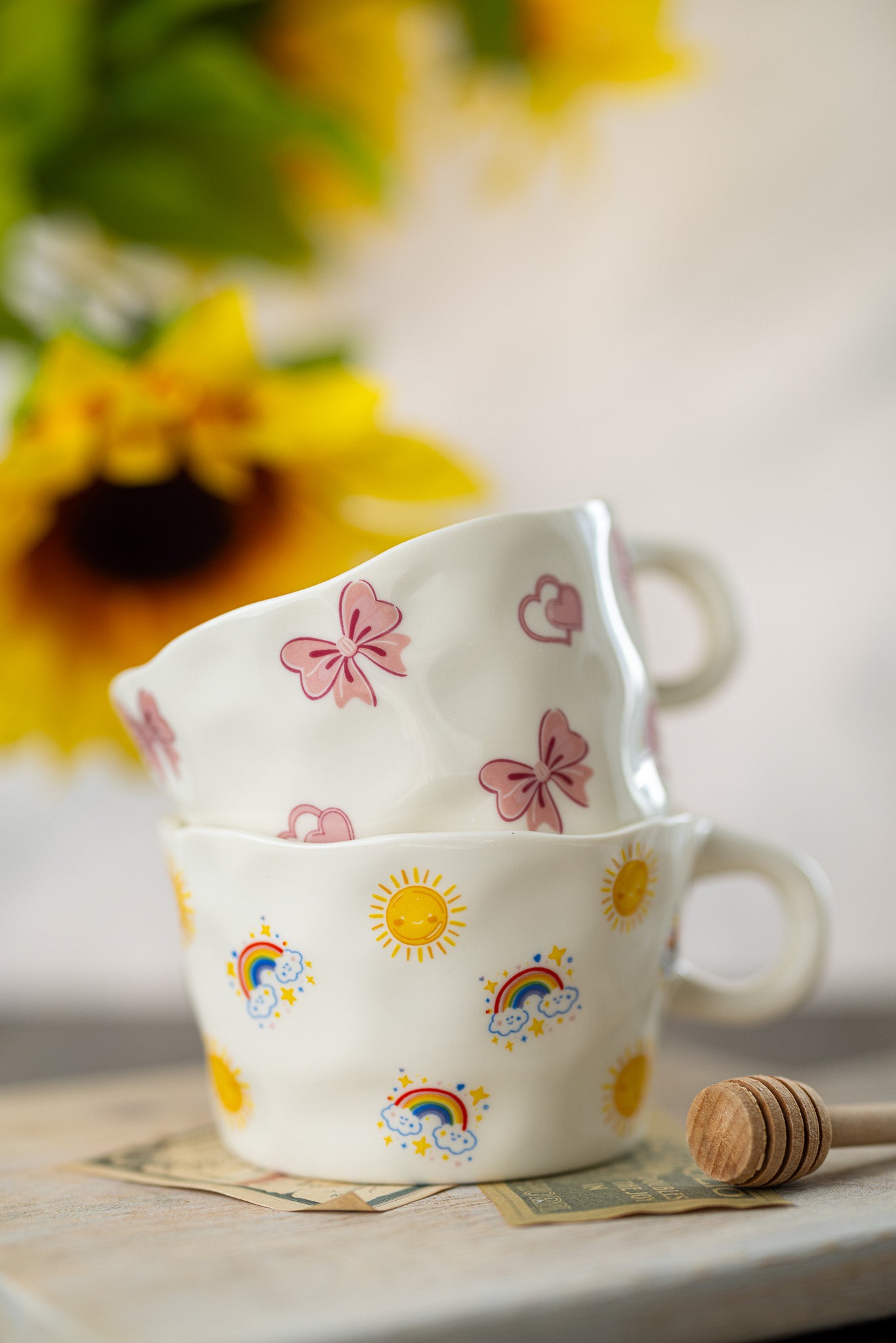 Cozy Valentine Mug – Pink Heart & Bow Coffee Mug | Cute Romantic Gift for Her - MY Sunshine Candless