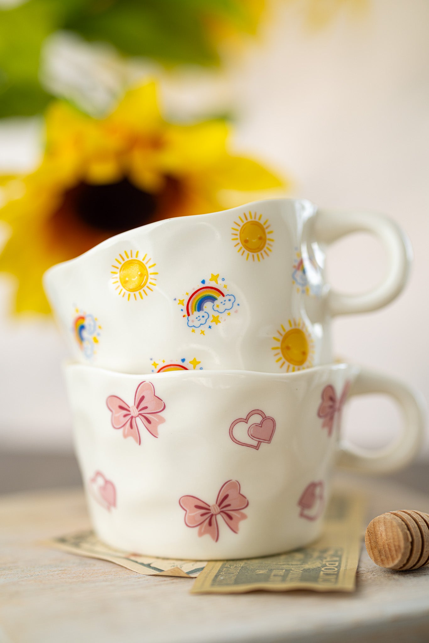 Cozy Valentine Mug – Pink Heart & Bow Coffee Mug | Cute Romantic Gift for Her - MY Sunshine Candless