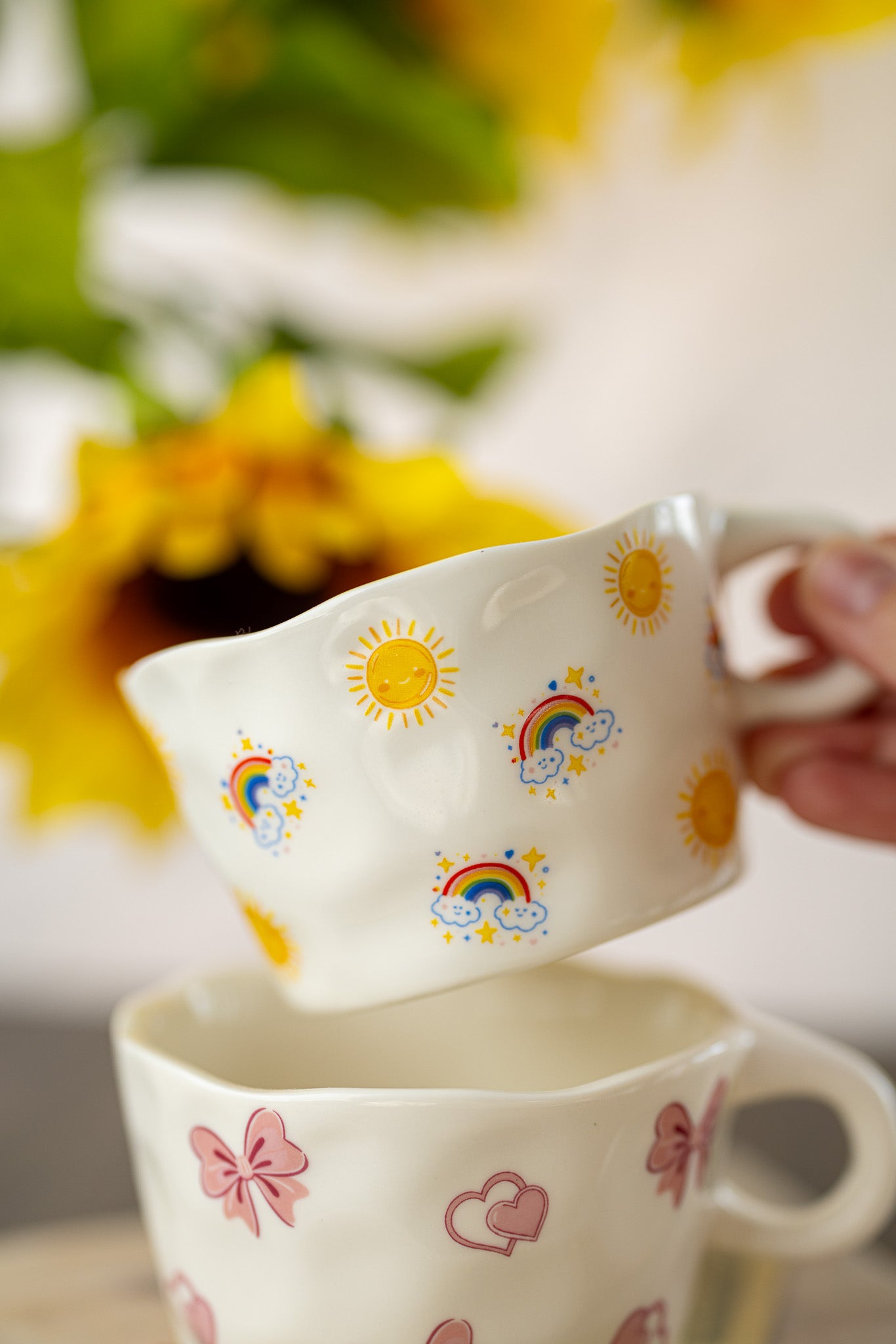 Cozy Valentine Mug – Pink Heart & Bow Coffee Mug | Cute Romantic Gift for Her - MY Sunshine Candless