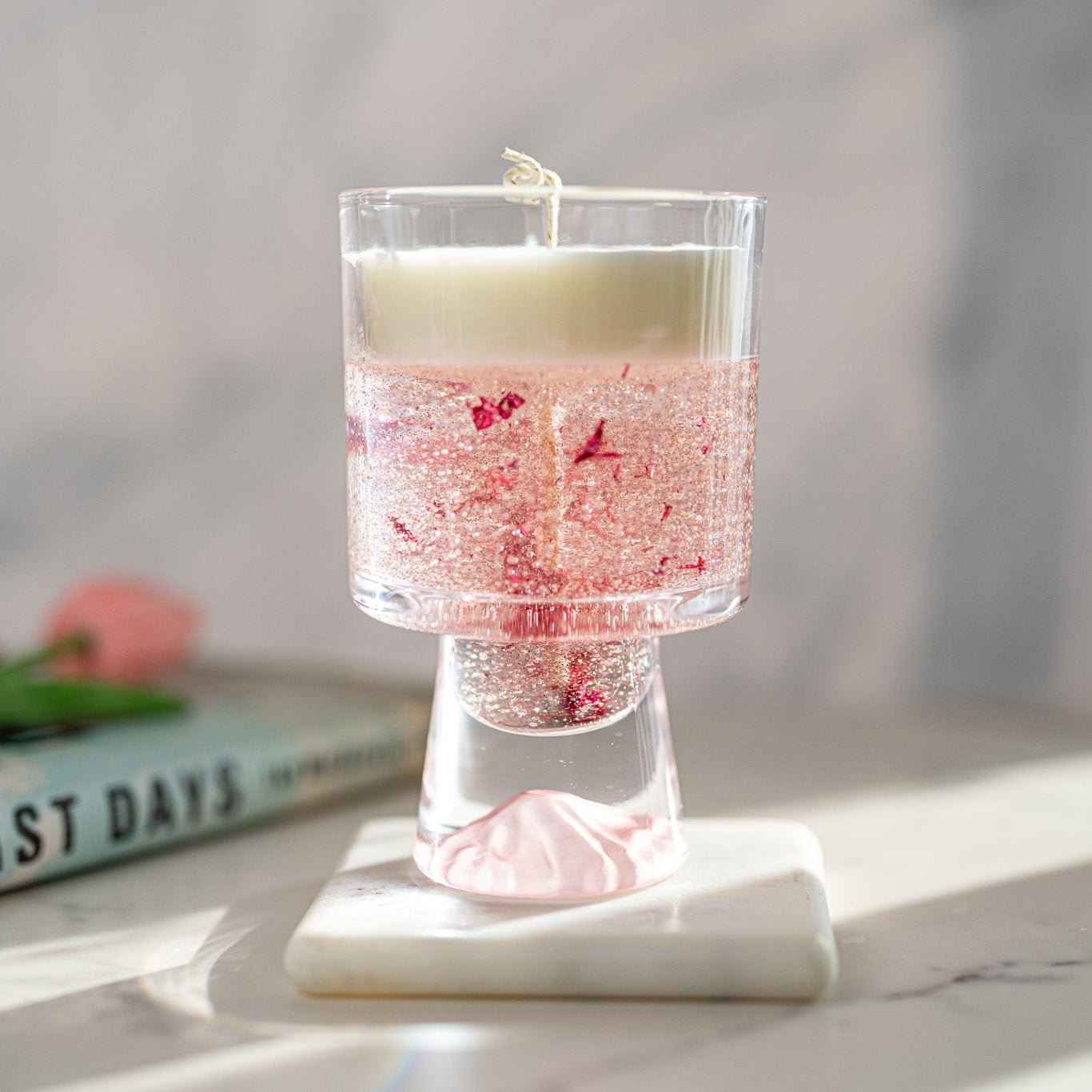 Champagne Gel Candle with Gold Leaf – Luxury Soy Wax Top , Reusable Coffee Mug - MY Sunshine Candless