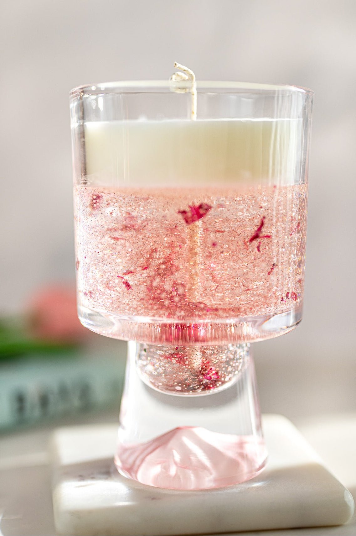 Champagne Gel Candle with Gold Leaf – Luxury Soy Wax Top , Reusable Coffee Mug - MY Sunshine Candless