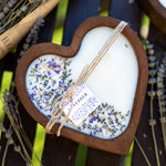 Lavender Heart Dough Bowl Candle | Wood Bowl Soy Wax Candle - MY Sunshine Candless
