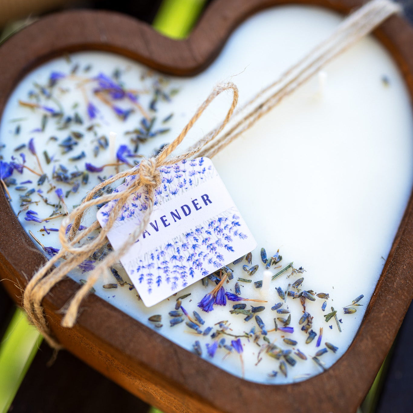 Lavender Heart Dough Bowl Candle | Wood Bowl Soy Wax Candle - MY Sunshine Candless