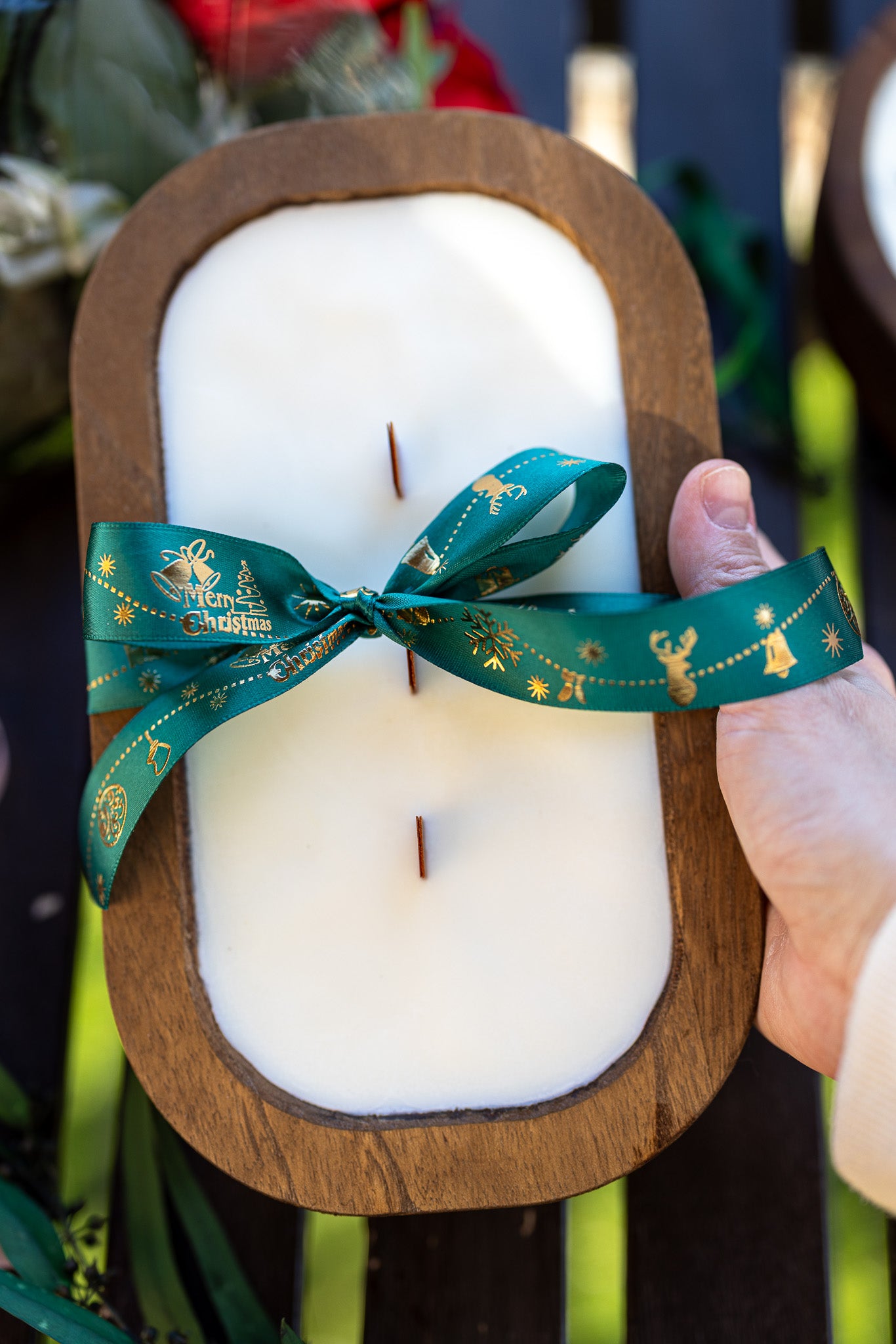 Wood Dough Bowl Candle – Handcrafted Soy Wax Bowl Candle – Rustic Farmhouse Home Decor - MY Sunshine Candless