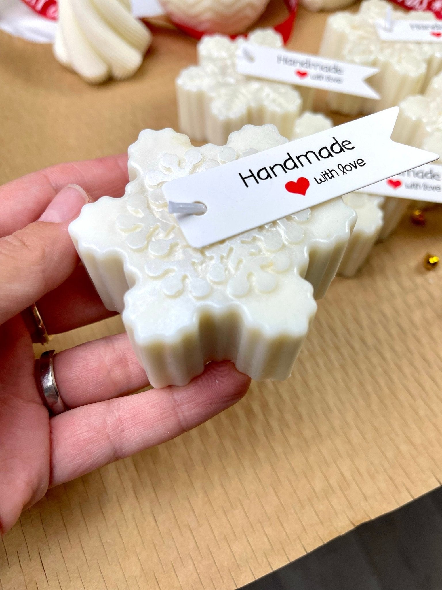 SNOWFLAKE CANDLE | Small Winter Holiday Candle, Christmas Candle, Christmas Holiday Decor.White Christmas Candle.