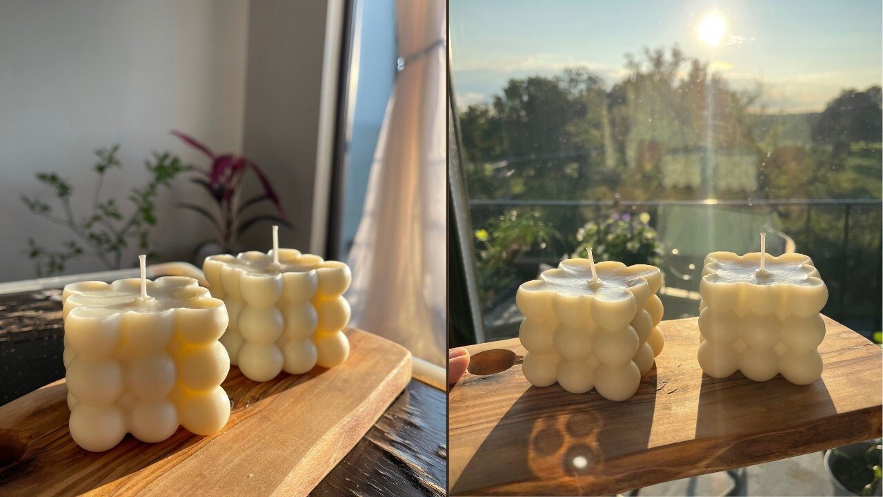 Scented Bubble Cube Candle, Bubble Candle, Cube Candle, Candle Sticks, Scented Candle,Natural Soy Wax, Housewarming Gift.