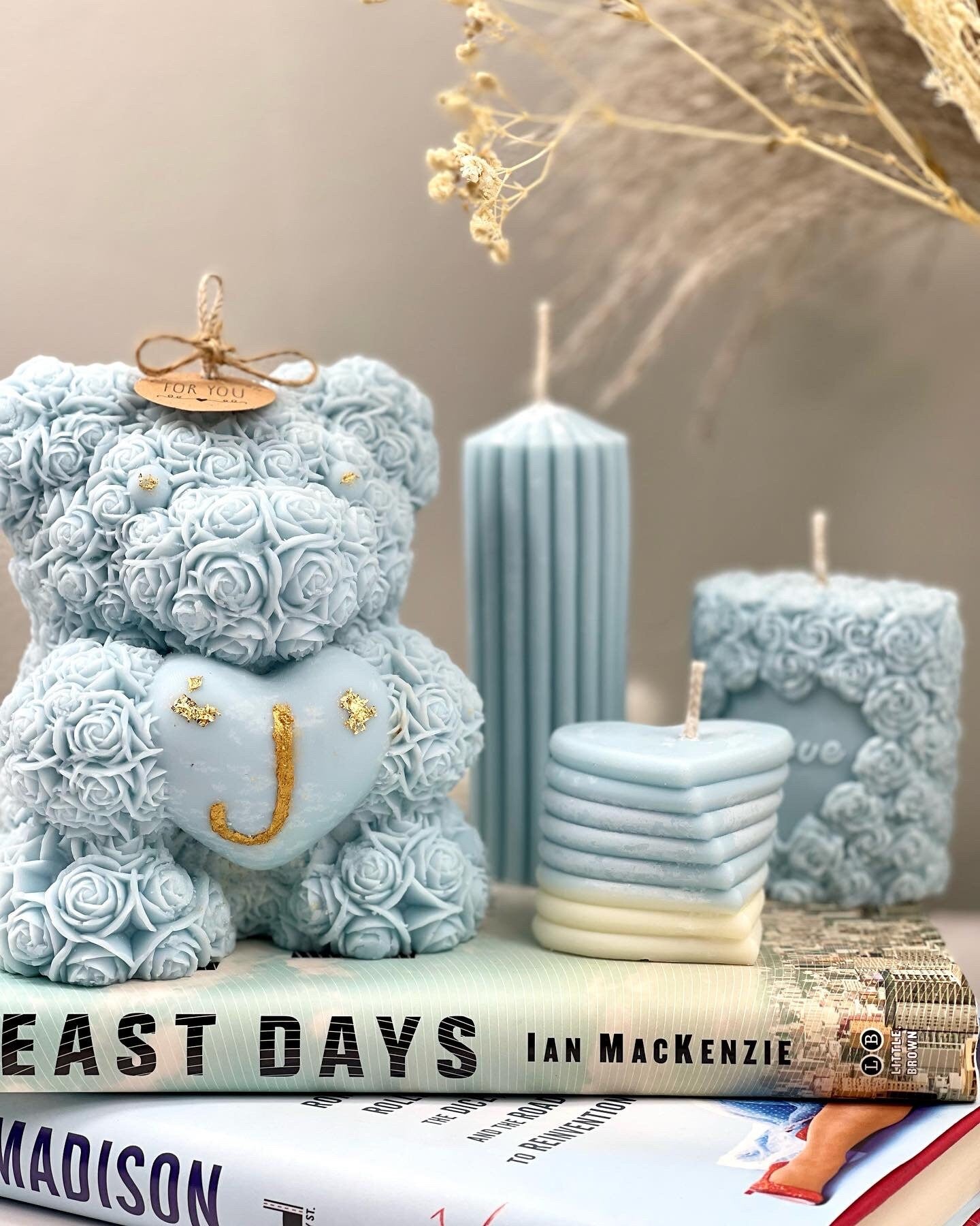 Rose Teddy Bear Candles, Rose Candles, Perfect gift for bear lover ,Valentine's Day, Candle for Wedding ,Personalized Gift .