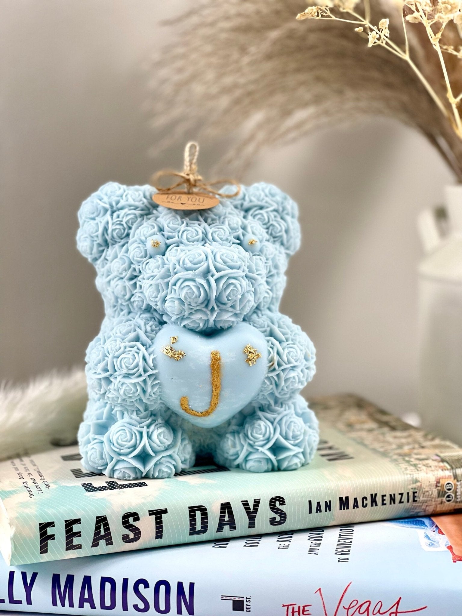 Rose Teddy Bear Candles, Rose Candles, Perfect gift for bear lover ,Valentine's Day, Candle for Wedding ,Personalized Gift .