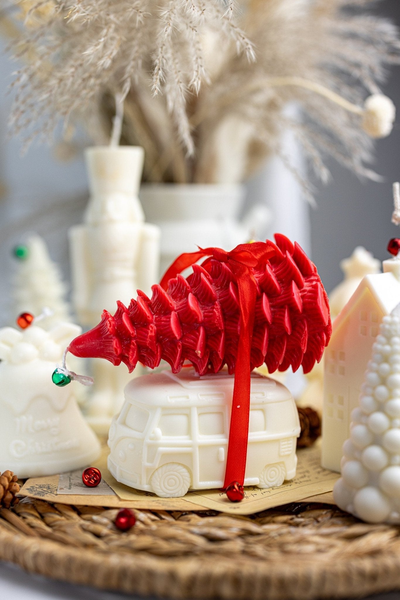 CHRISTMAS TREE CANDLE | Decorative holiday candle | Festive pillar candle | Holiday decor | Christmas Gift | Luxury soy candle