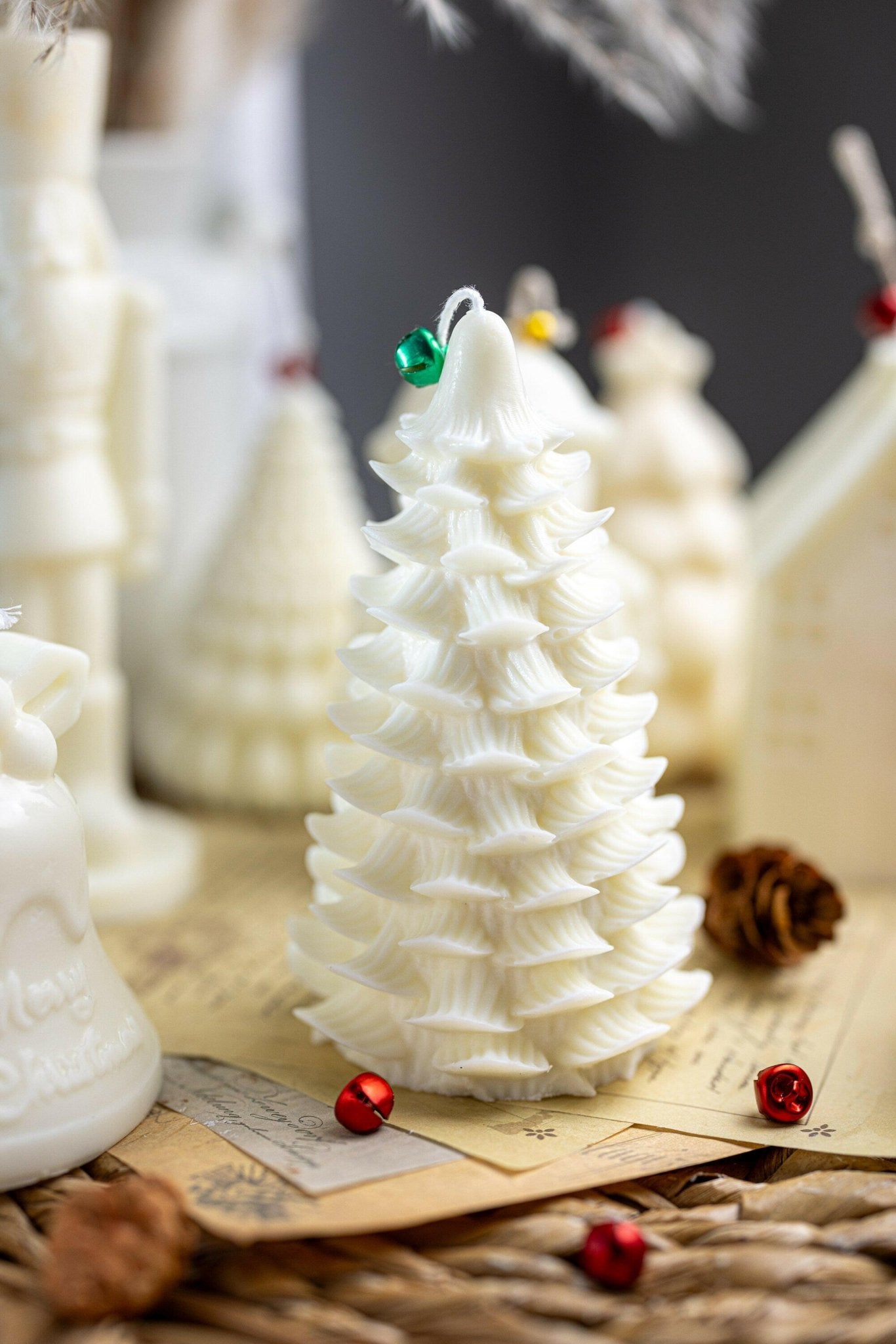 CHRISTMAS TREE CANDLE | Decorative holiday candle | Festive pillar candle | Holiday decor | Christmas Gift | Luxury soy candle | Decoration