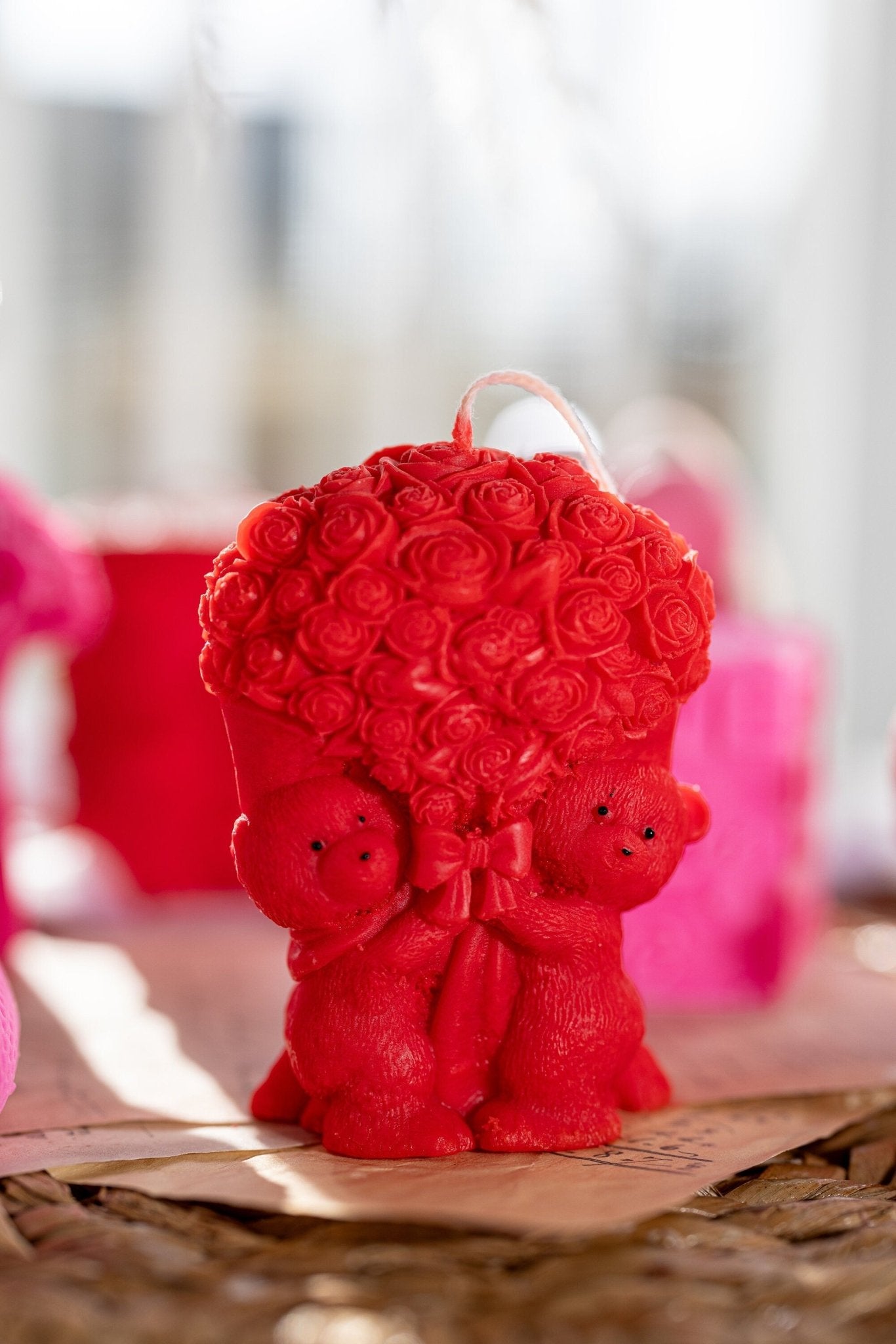 Two Bears with Bouquet Rose Candle | Rose Bears Candle | Aesthetic Candle | Cozy Candle | Valentines Day Candle | Love Candle