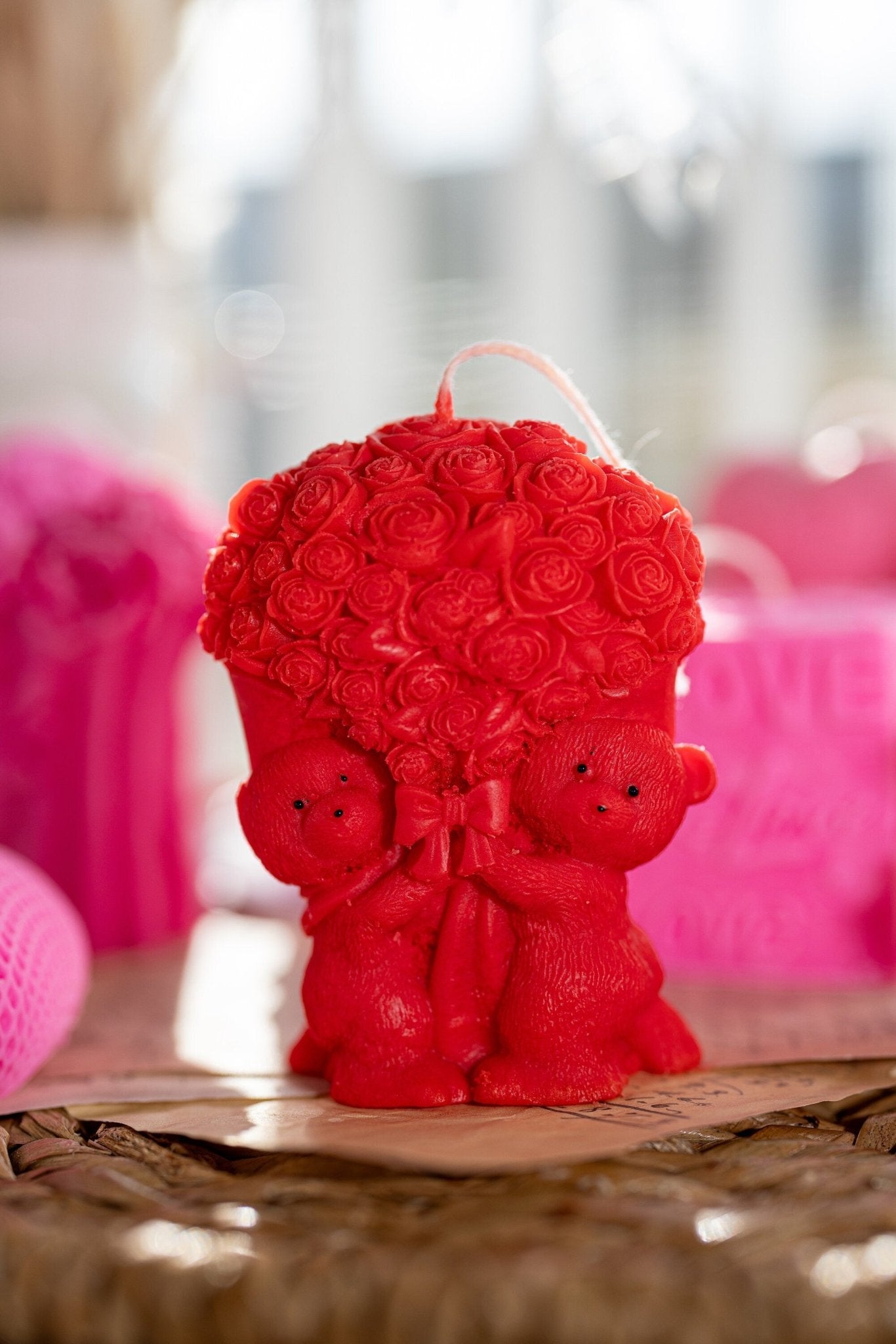 Two Bears with Bouquet Rose Candle | Rose Bears Candle | Aesthetic Candle | Cozy Candle | Valentines Day Candle | Love Candle