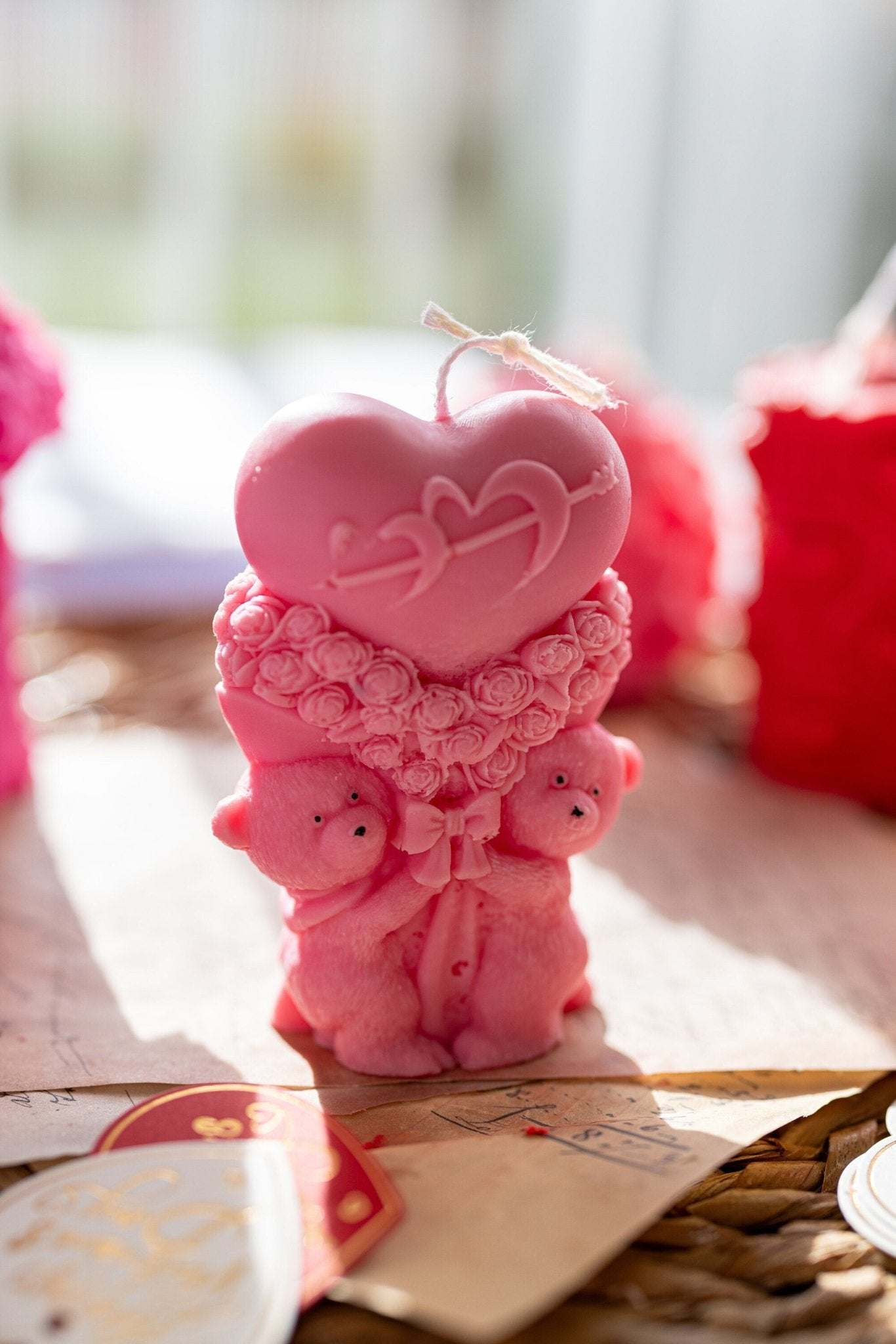 Teddy Bear candle,Hug, Roses, Birthday gift, Valentine's Gift, Wedding, Engagement, Soy Wax Candle, Aroma candle, Aesthetic, Gift for her