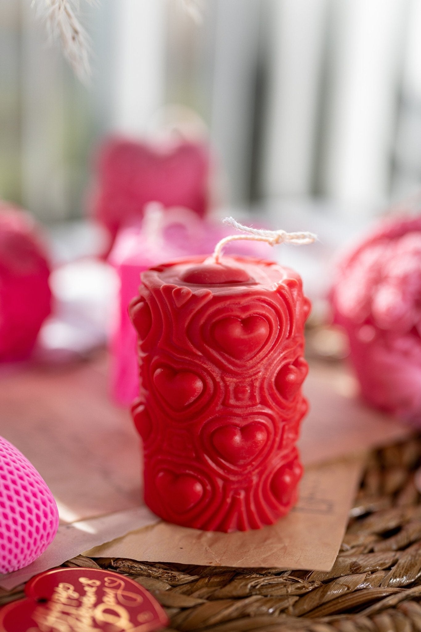 Valentine's Day, Tall Candle, Soy Candles, Soy Wax, Heart Candle. Heart Glass, Fragrance Oil, Pillar Candle,Gift for Her.