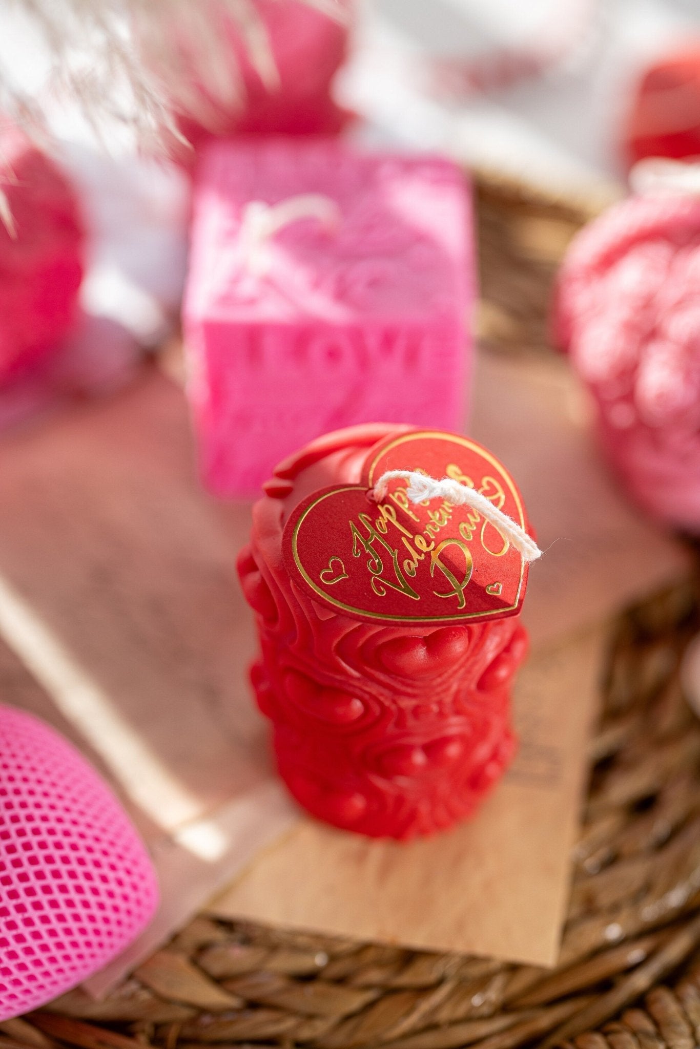 Valentine's Day, Tall Candle, Soy Candles, Soy Wax, Heart Candle. Heart Glass, Fragrance Oil, Pillar Candle,Gift for Her.