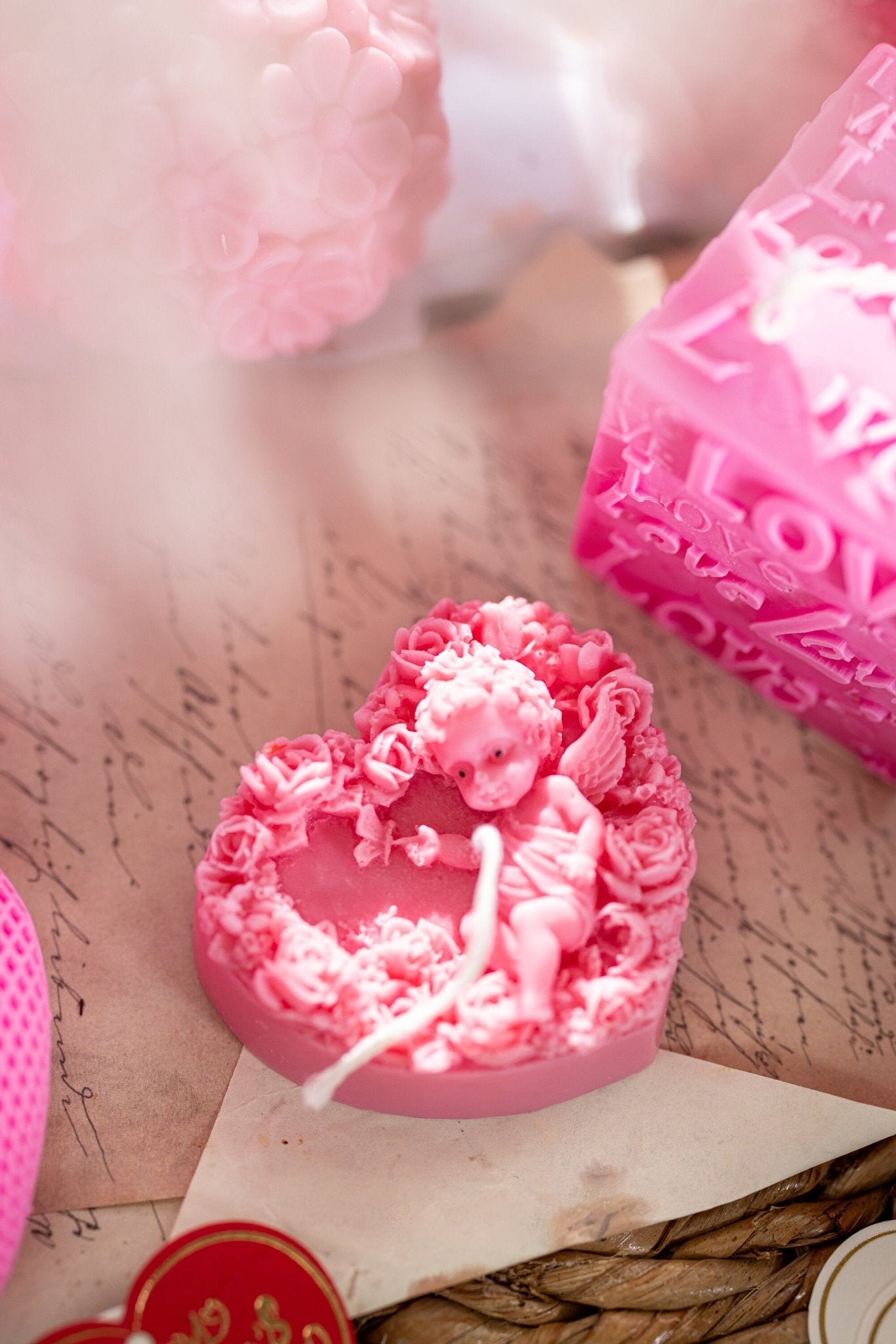 Heart Shape Angel Candle, Handmade Candle, Soy Wax Candle, Valentine's Day Candle, Angel Cupid Candle, Cupid Candle,