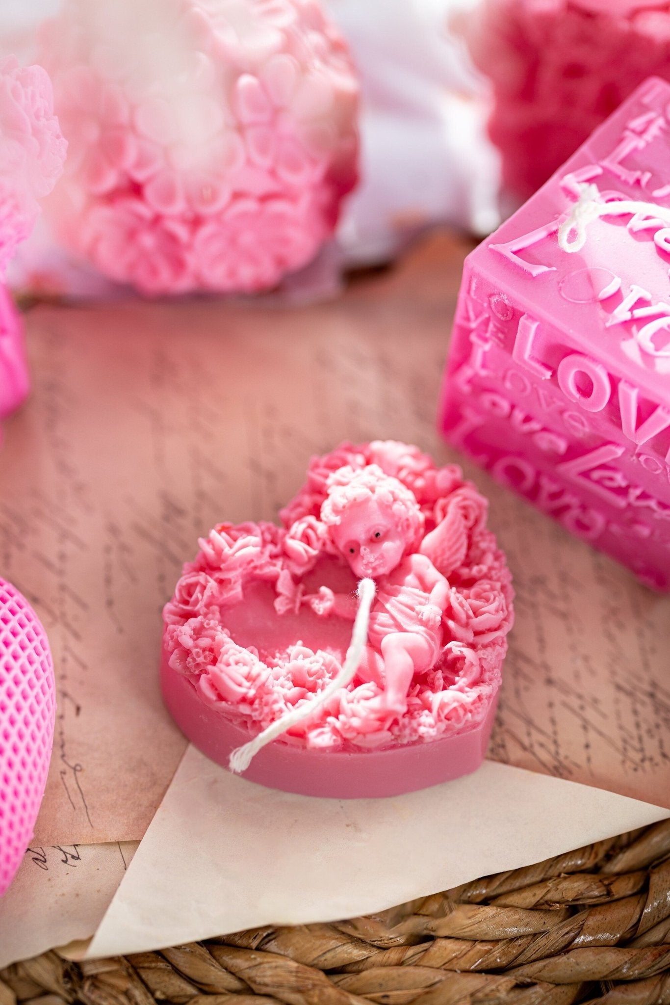 Heart Shape Angel Candle, Handmade Candle, Soy Wax Candle, Valentine's Day Candle, Angel Cupid Candle, Cupid Candle,