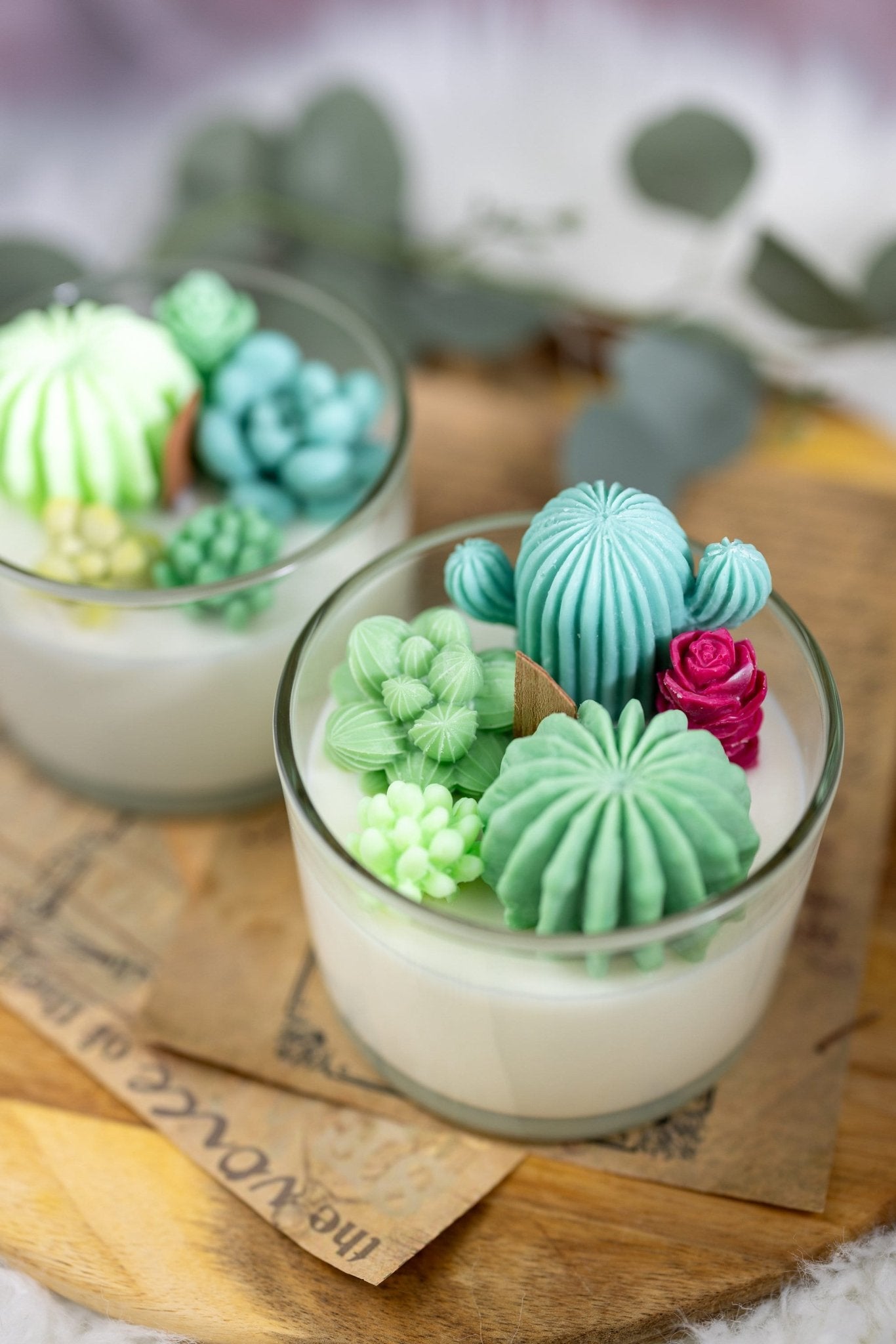 Large Glass Succulent Cacti Candle, Succulent Cacti Terrarium Garden Gift,Cactus Blossom Scent,Candle for Plant Lover, Gift for Gardener.