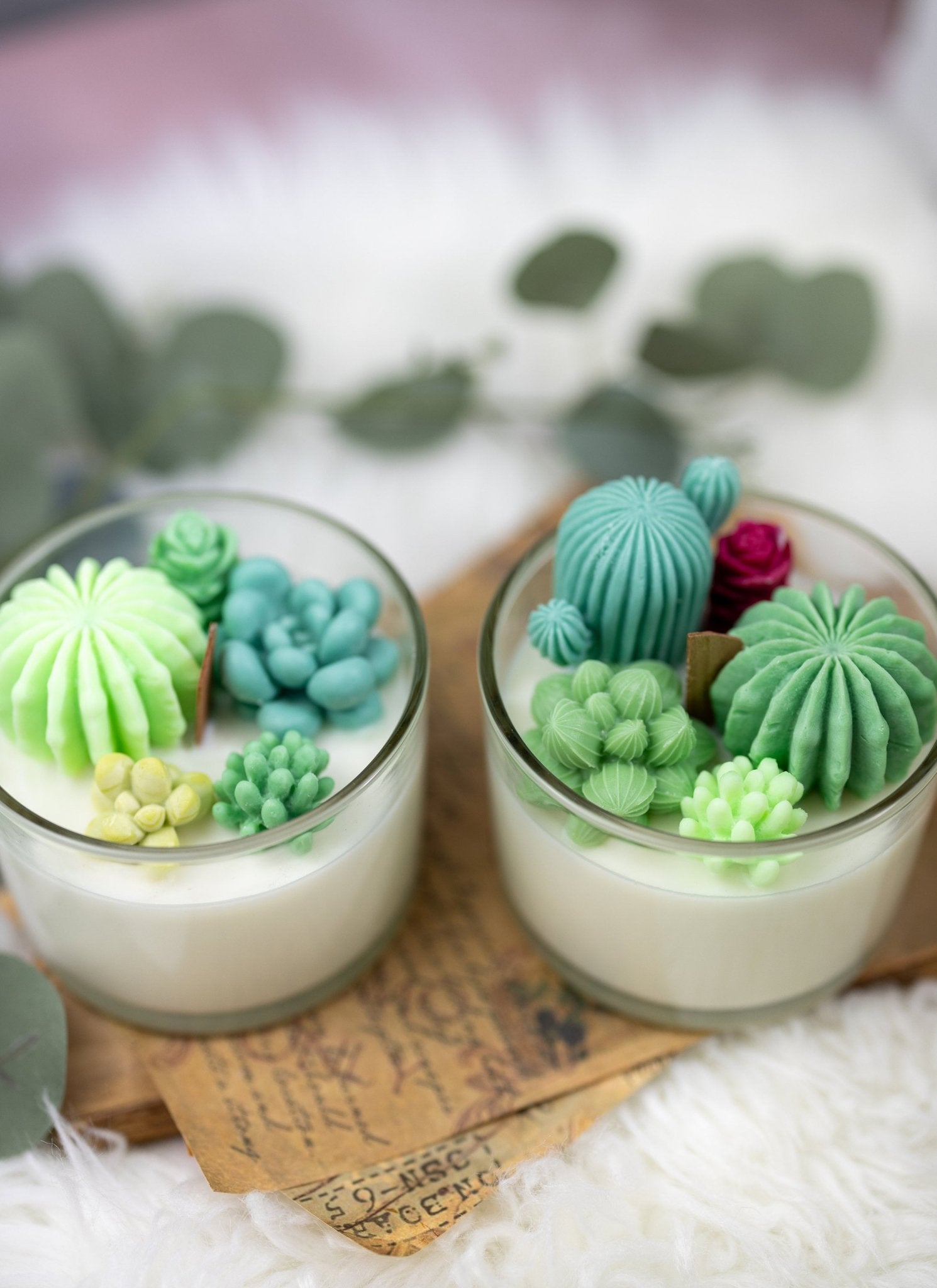 Large Glass Succulent Cacti Candle, Succulent Cacti Terrarium Garden Gift,Cactus Blossom Scent,Candle for Plant Lover, Gift for Gardener.