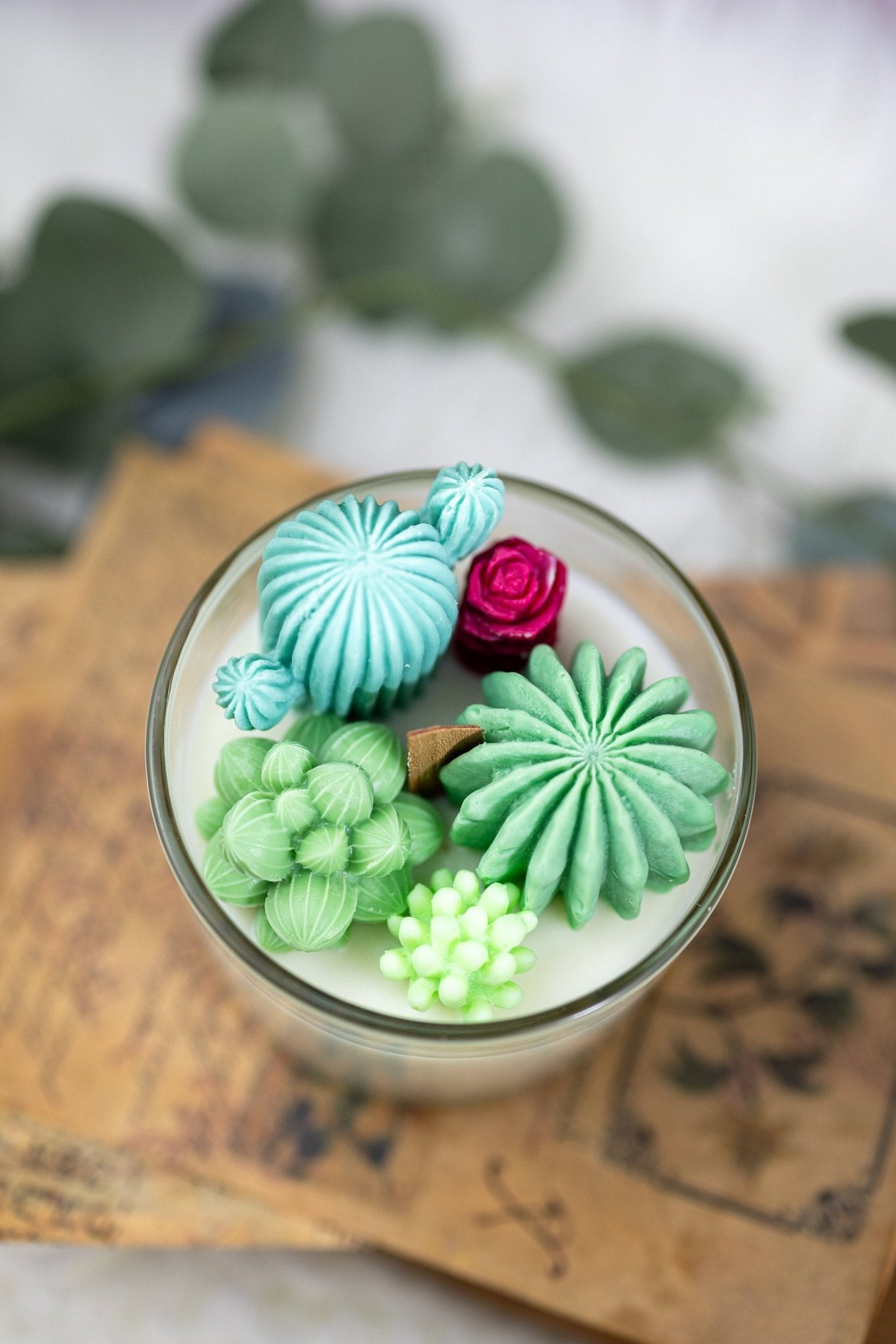 Large Glass Succulent Cacti Candle, Succulent Cacti Terrarium Garden Gift,Cactus Blossom Scent,Candle for Plant Lover, Gift for Gardener.