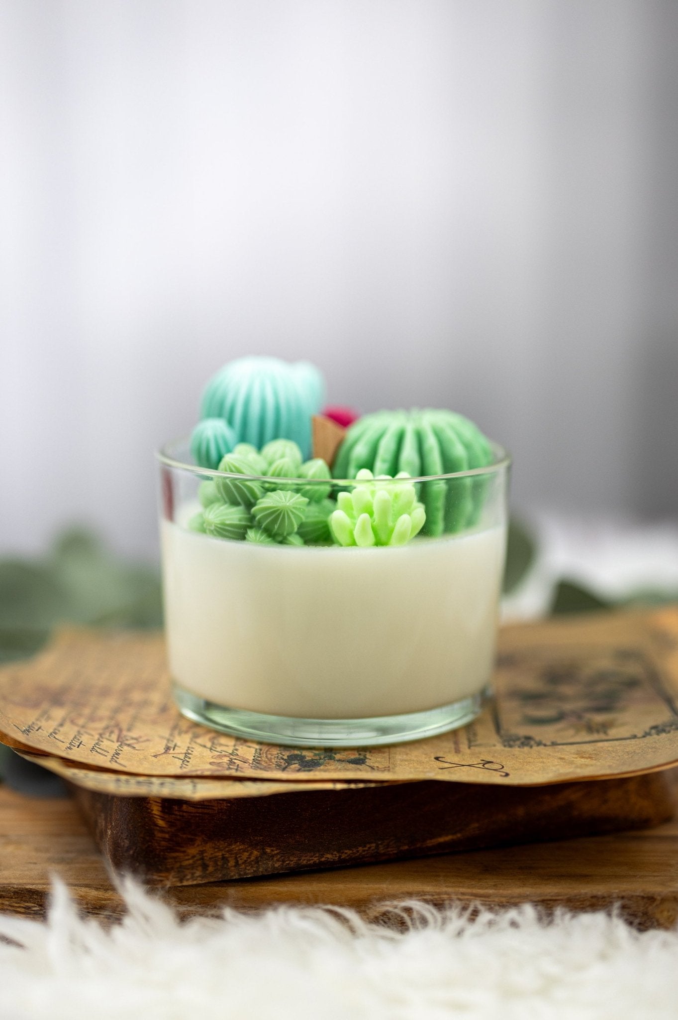 Large Glass Succulent Cacti Candle, Succulent Cacti Terrarium Garden Gift,Cactus Blossom Scent,Candle for Plant Lover, Gift for Gardener.