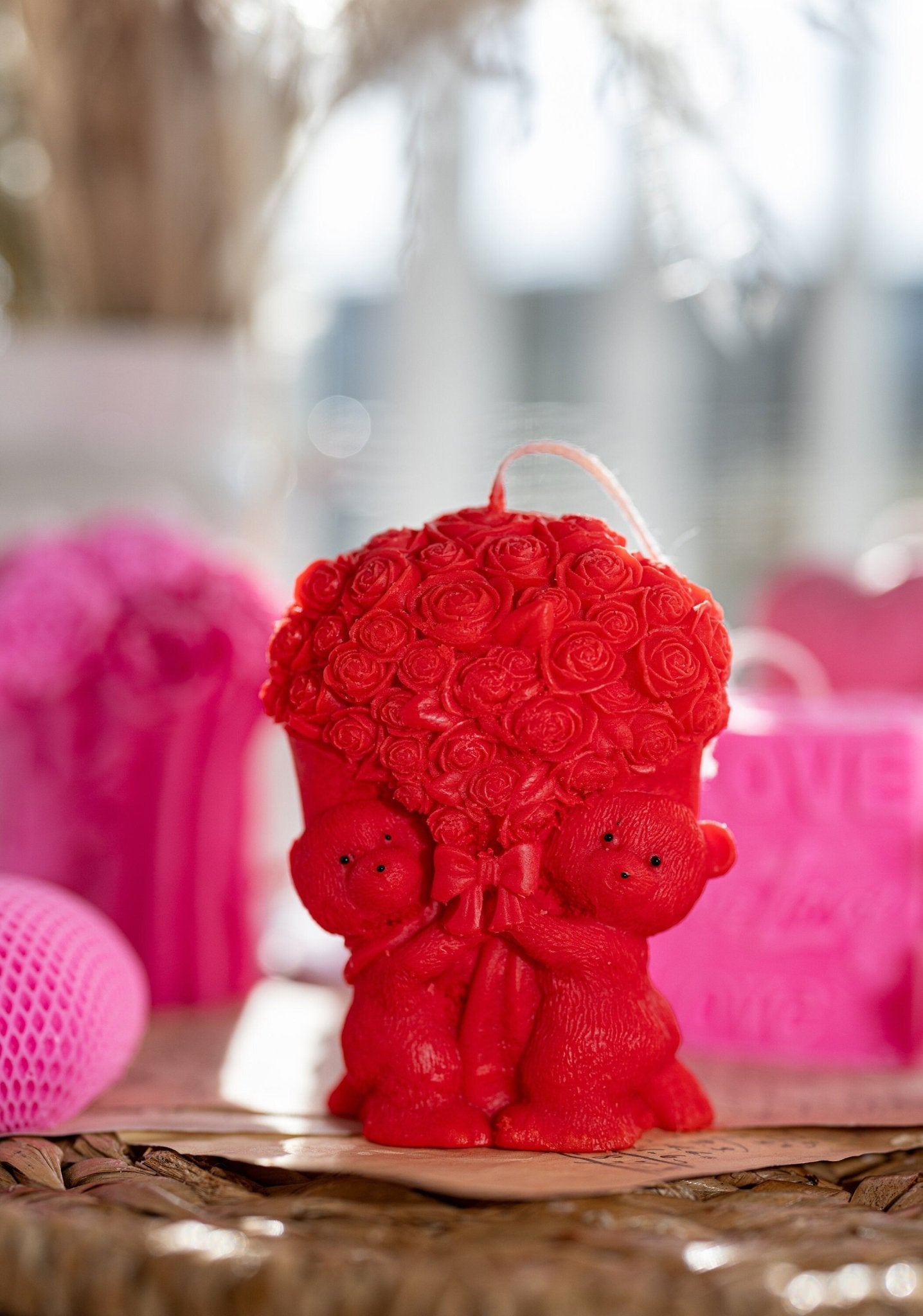 Two Bears with Bouquet Rose Candle | Rose Bears Candle | Aesthetic Candle | Cozy Candle | Valentines Day Candle | Love Candle