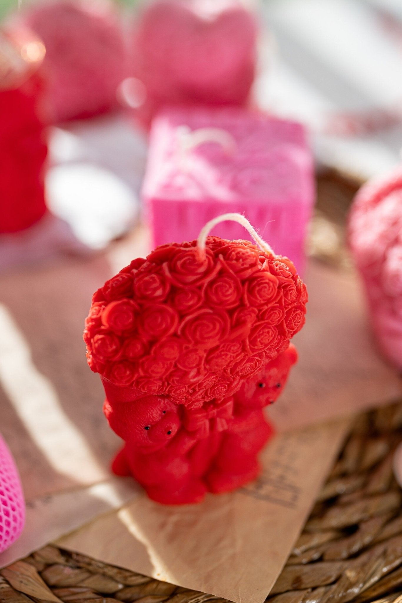 Two Bears with Bouquet Rose Candle | Rose Bears Candle | Aesthetic Candle | Cozy Candle | Valentines Day Candle | Love Candle