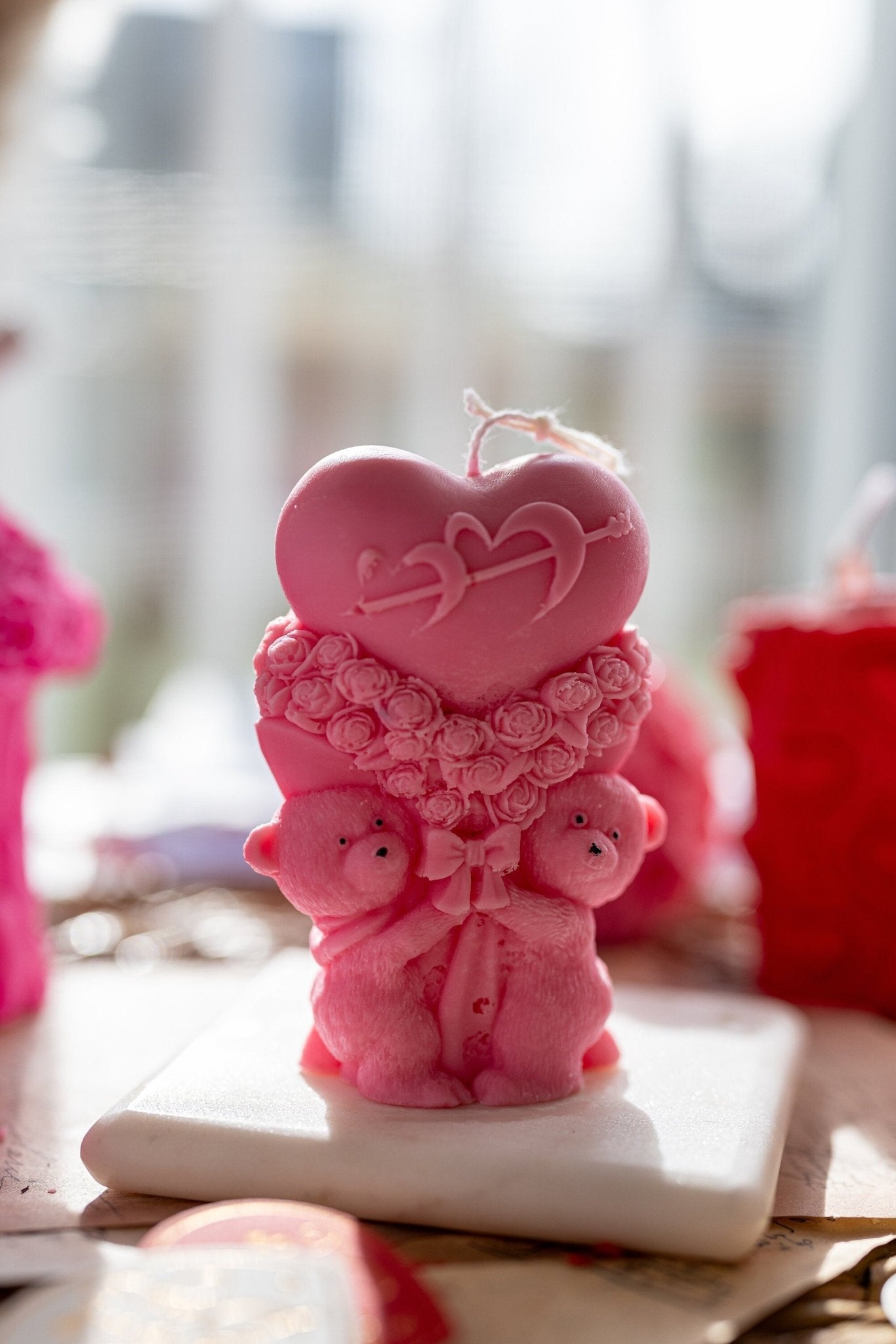 Teddy Bear candle,Hug, Roses, Birthday gift, Valentine's Gift, Wedding, Engagement, Soy Wax Candle, Aroma candle, Aesthetic, Gift for her