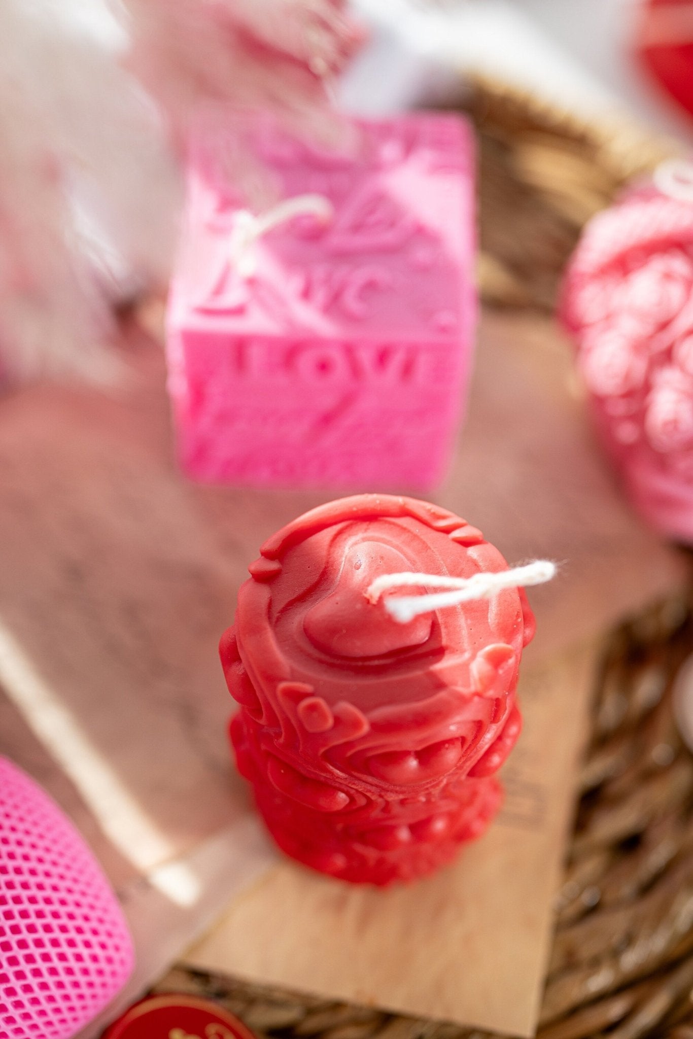 Valentine's Day, Tall Candle, Soy Candles, Soy Wax, Heart Candle. Heart Glass, Fragrance Oil, Pillar Candle,Gift for Her.