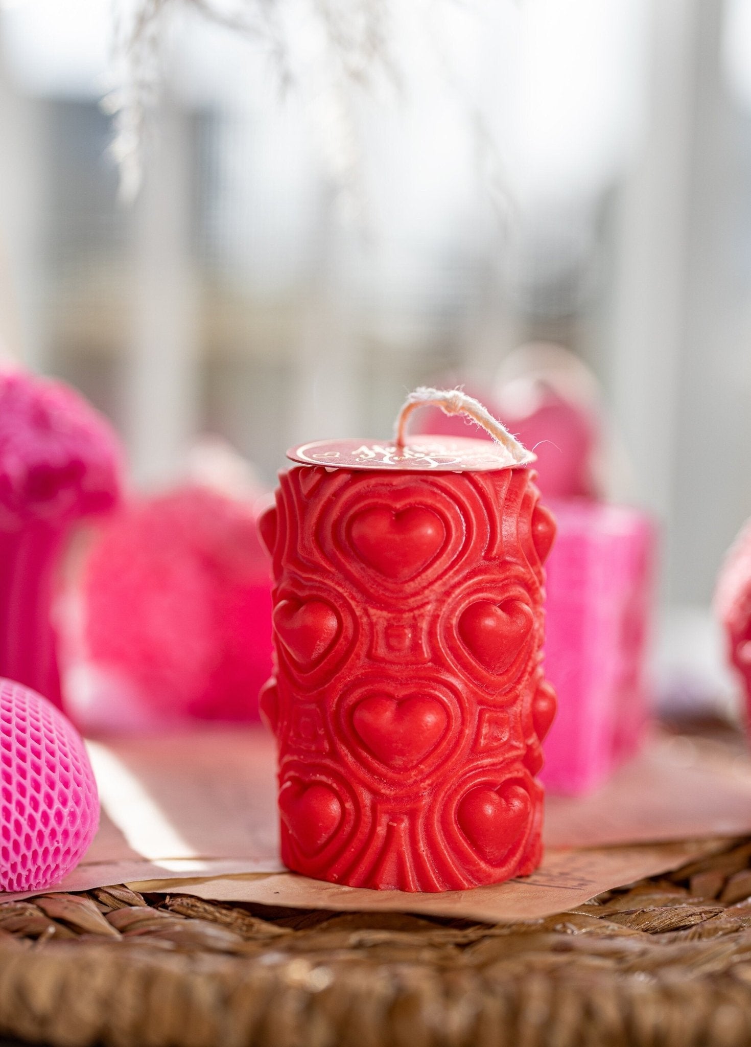 Valentine's Day, Tall Candle, Soy Candles, Soy Wax, Heart Candle. Heart Glass, Fragrance Oil, Pillar Candle,Gift for Her.