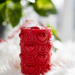 Valentine's Day, Tall Candle, Soy Candles, Soy Wax, Heart Candle. Heart Glass, Fragrance Oil, Pillar Candle,Gift for Her.