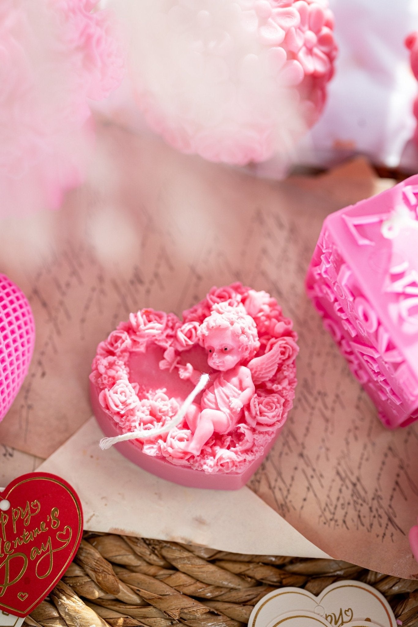 Heart Shape Angel Candle, Handmade Candle, Soy Wax Candle, Valentine's Day Candle, Angel Cupid Candle, Cupid Candle,