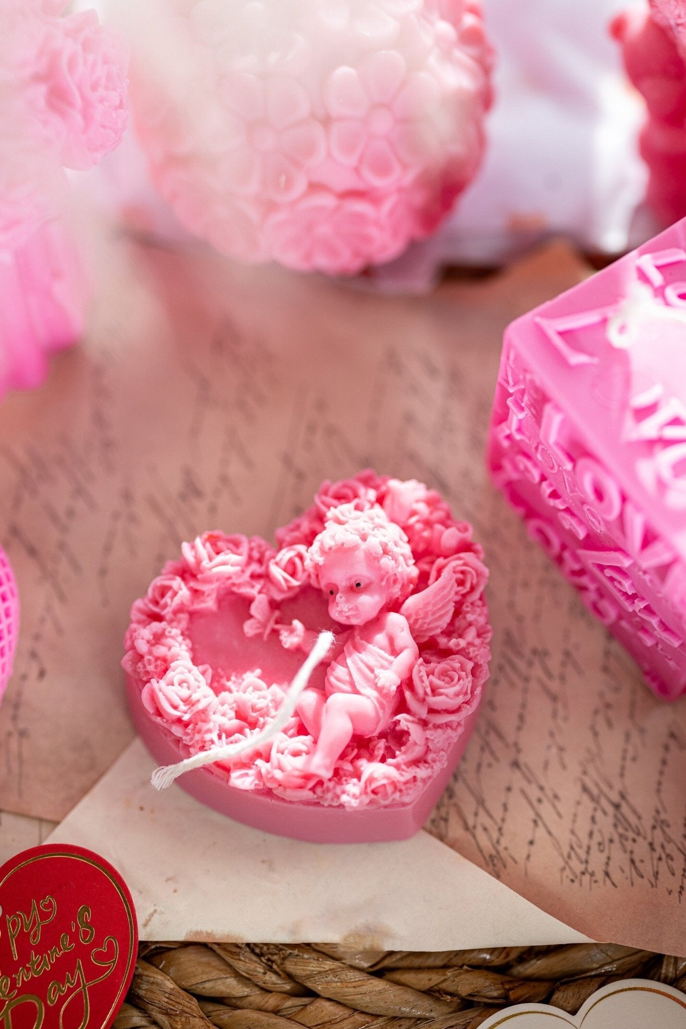 Heart Shape Angel Candle, Handmade Candle, Soy Wax Candle, Valentine's Day Candle, Angel Cupid Candle, Cupid Candle,