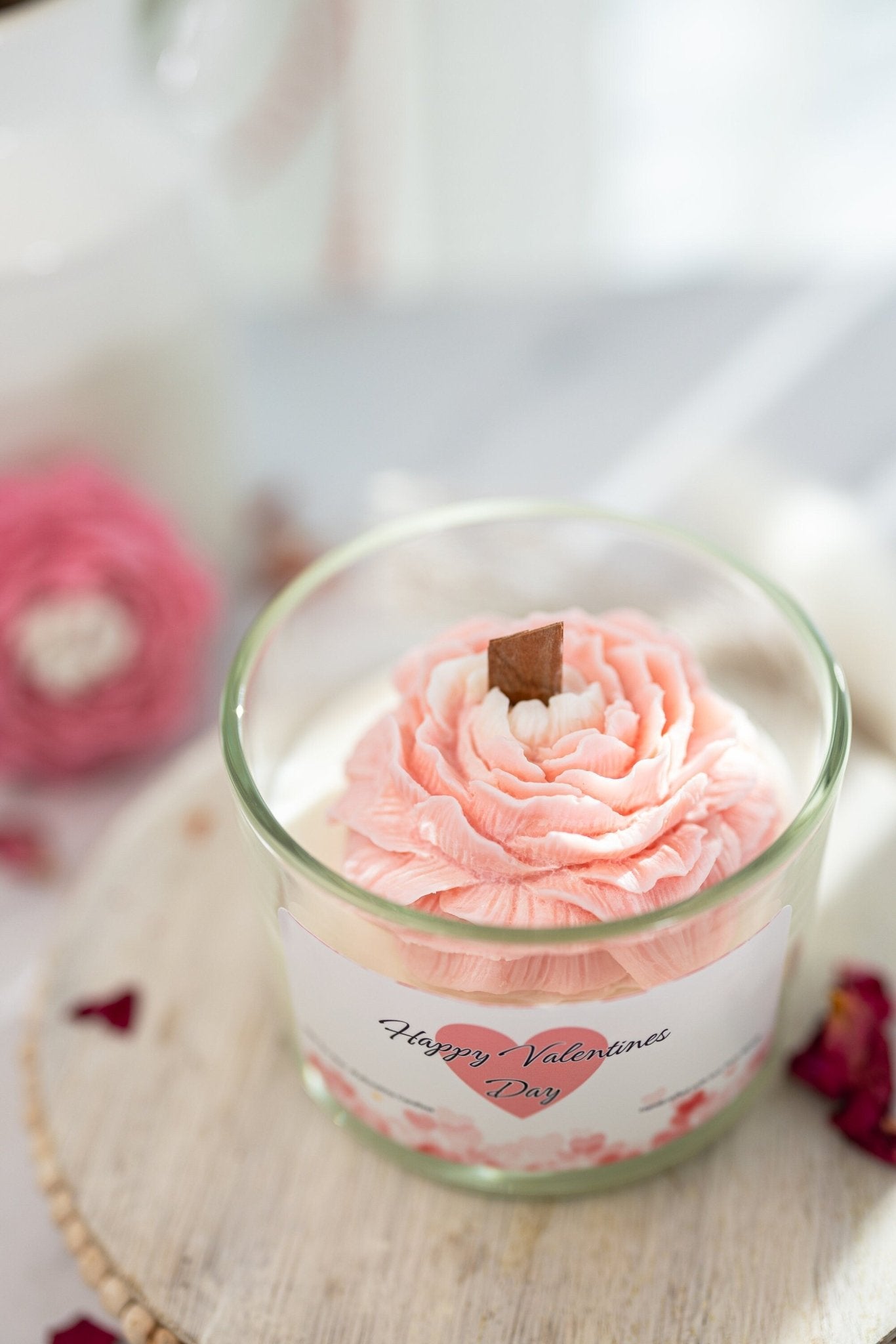 Peony Scented Soy Wax Candle, 16 oz, Handmade | Bridal Gift, Bridesmaid, Personalize For Her, Flower Candle, Wedding Gift