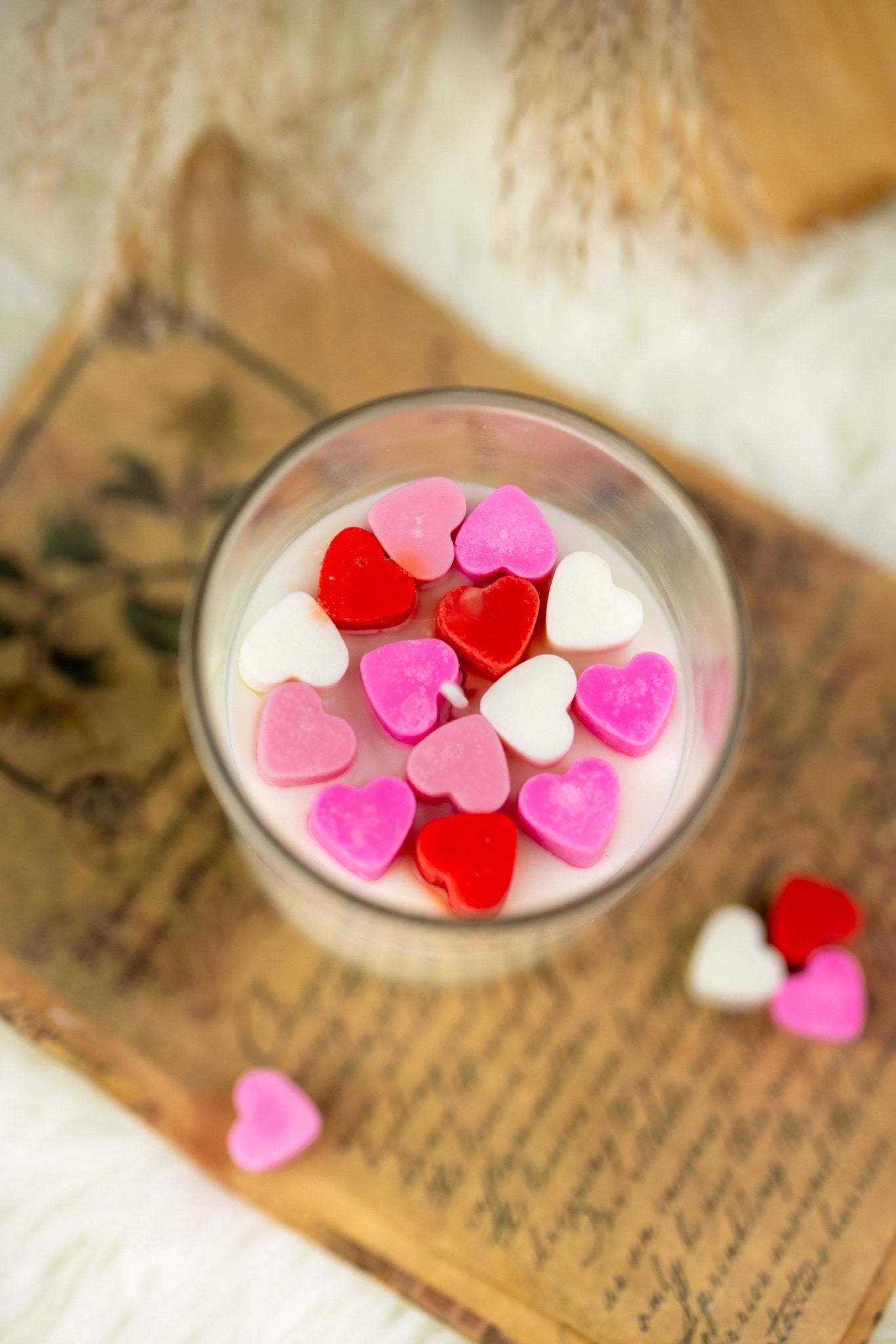 Falling Hearts Jar Candle | Heart Wax Melts | Valentines Day Candle | Love Candle | Heart Candle | Soy Candle | Handmade Candle | Gift Ideas