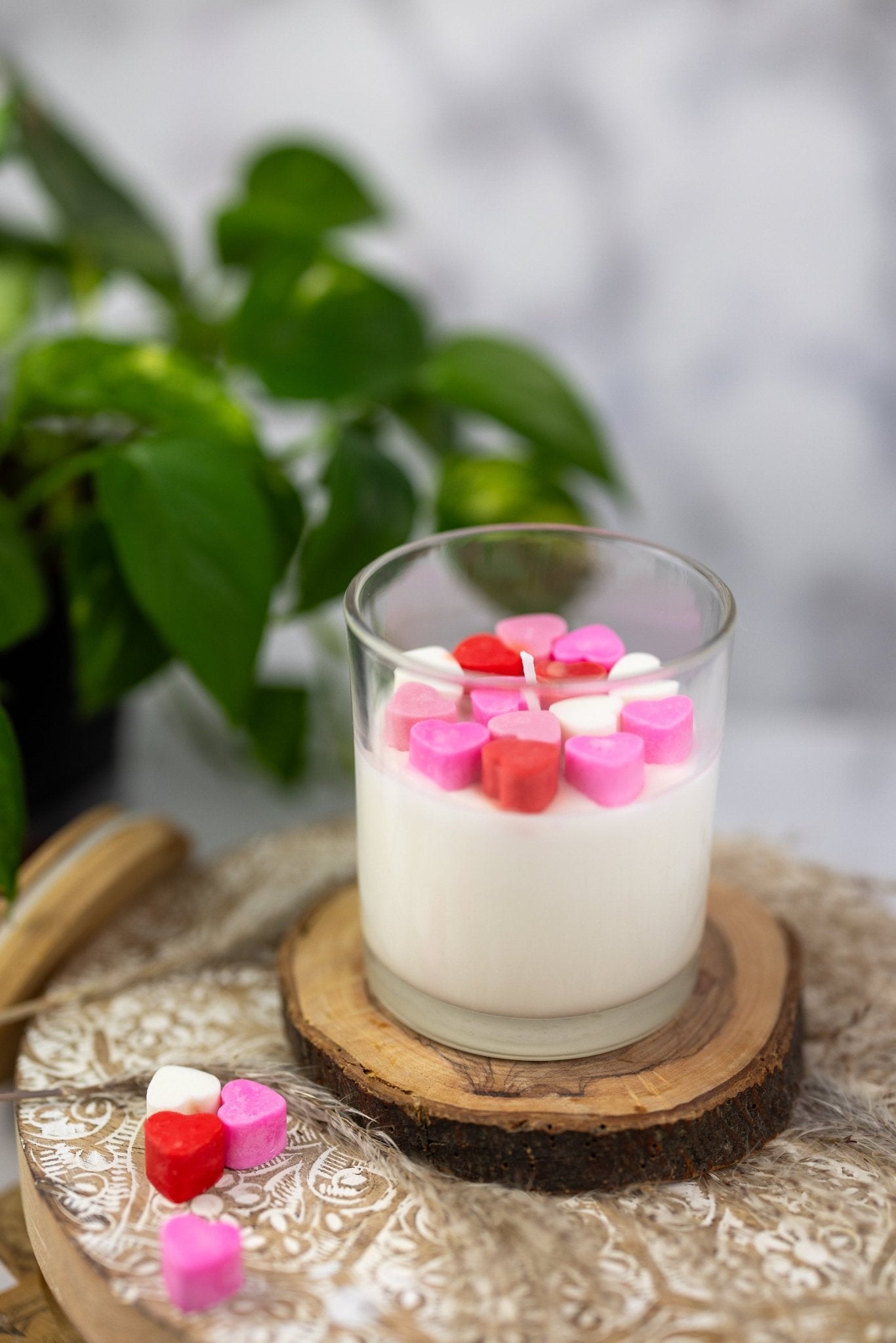 Falling Hearts Jar Candle | Heart Wax Melts | Valentines Day Candle | Love Candle | Heart Candle | Soy Candle | Handmade Candle | Gift Ideas