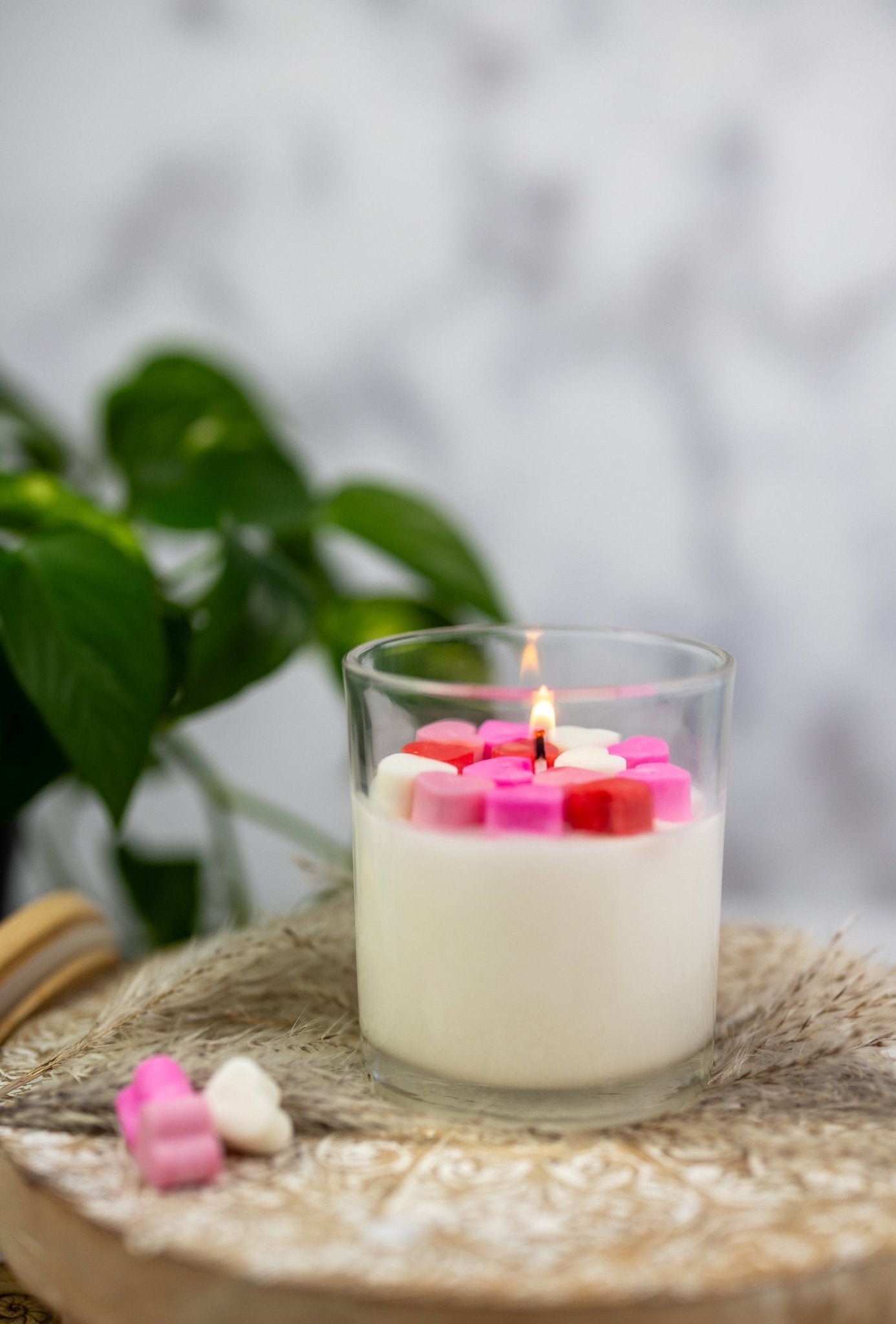 Falling Hearts Jar Candle | Heart Wax Melts | Valentines Day Candle | Love Candle | Heart Candle | Soy Candle | Handmade Candle | Gift Ideas