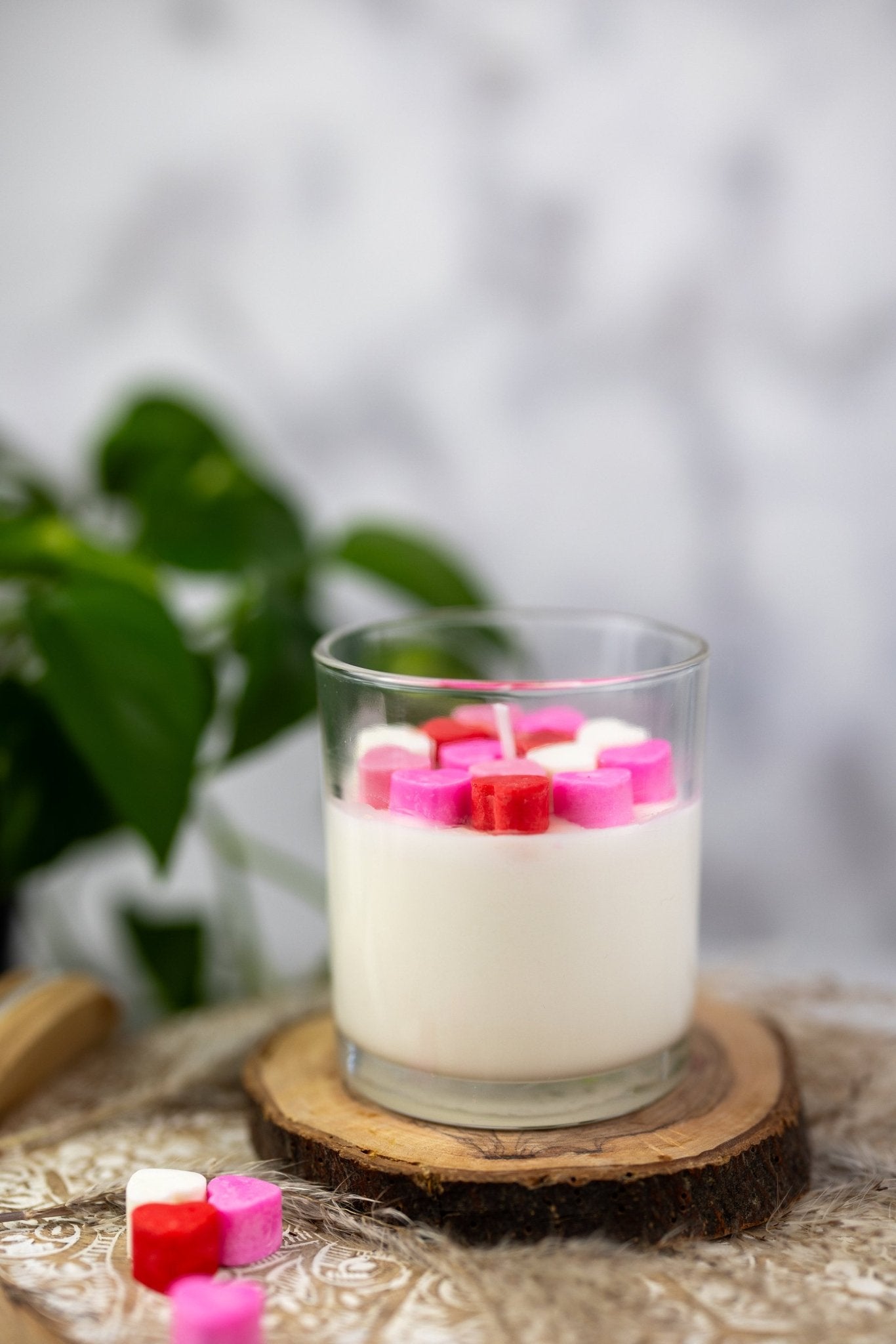 Falling Hearts Jar Candle | Heart Wax Melts | Valentines Day Candle | Love Candle | Heart Candle | Soy Candle | Handmade Candle | Gift Ideas