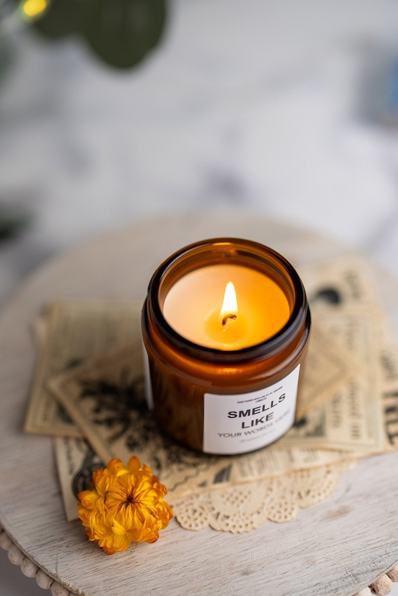 CUSTOM Smells Like Candle Fall Winter Gift, Friend Mom Christmas, Sister Funny Best Seller Popular Now,Glass Candle